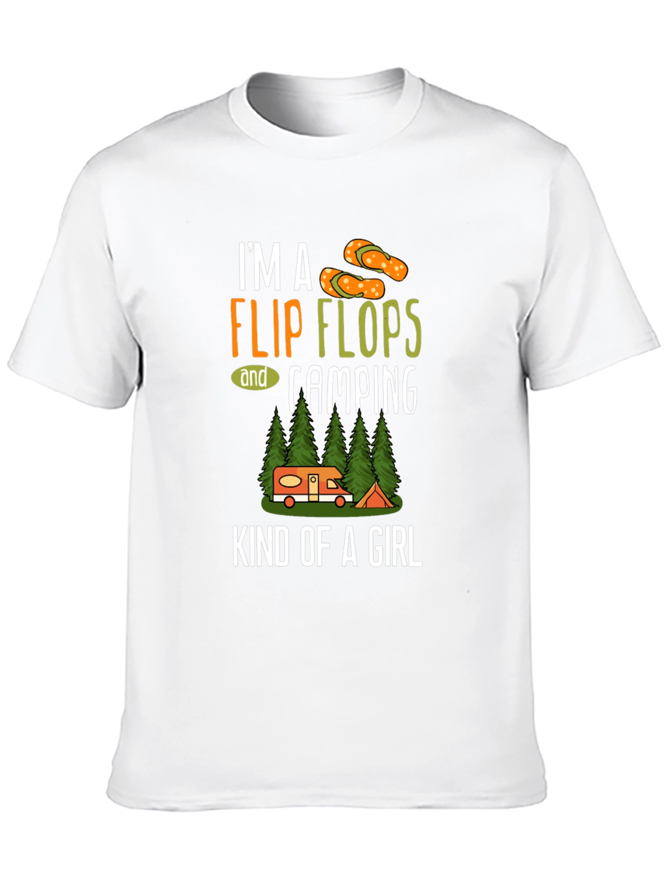 Black I'm a Flip Flops & Camping Kind of a Girl T-Shirt view 10