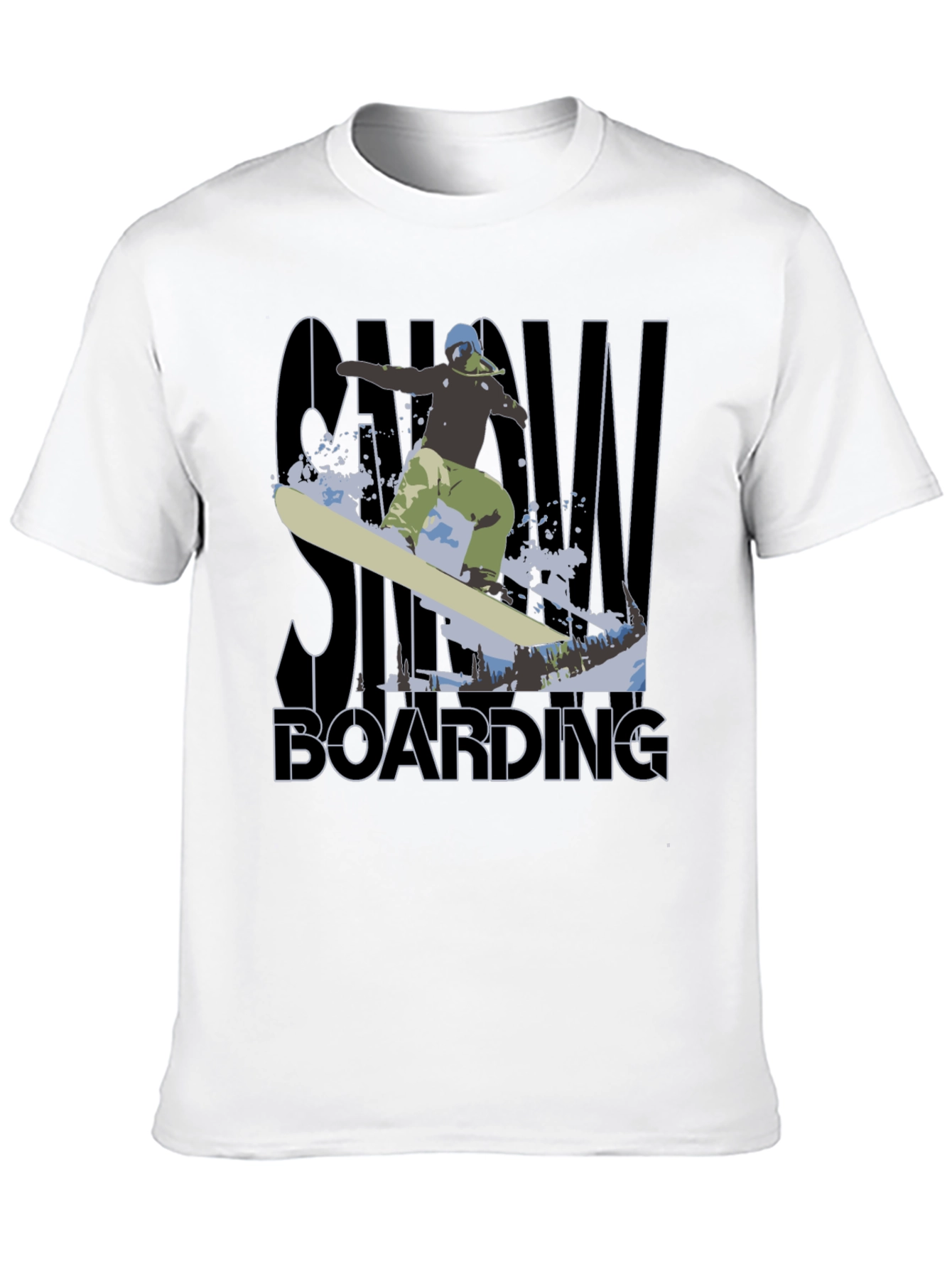 Black Snowboarding Graphic Tee - Black Cotton T-Shirt view 10