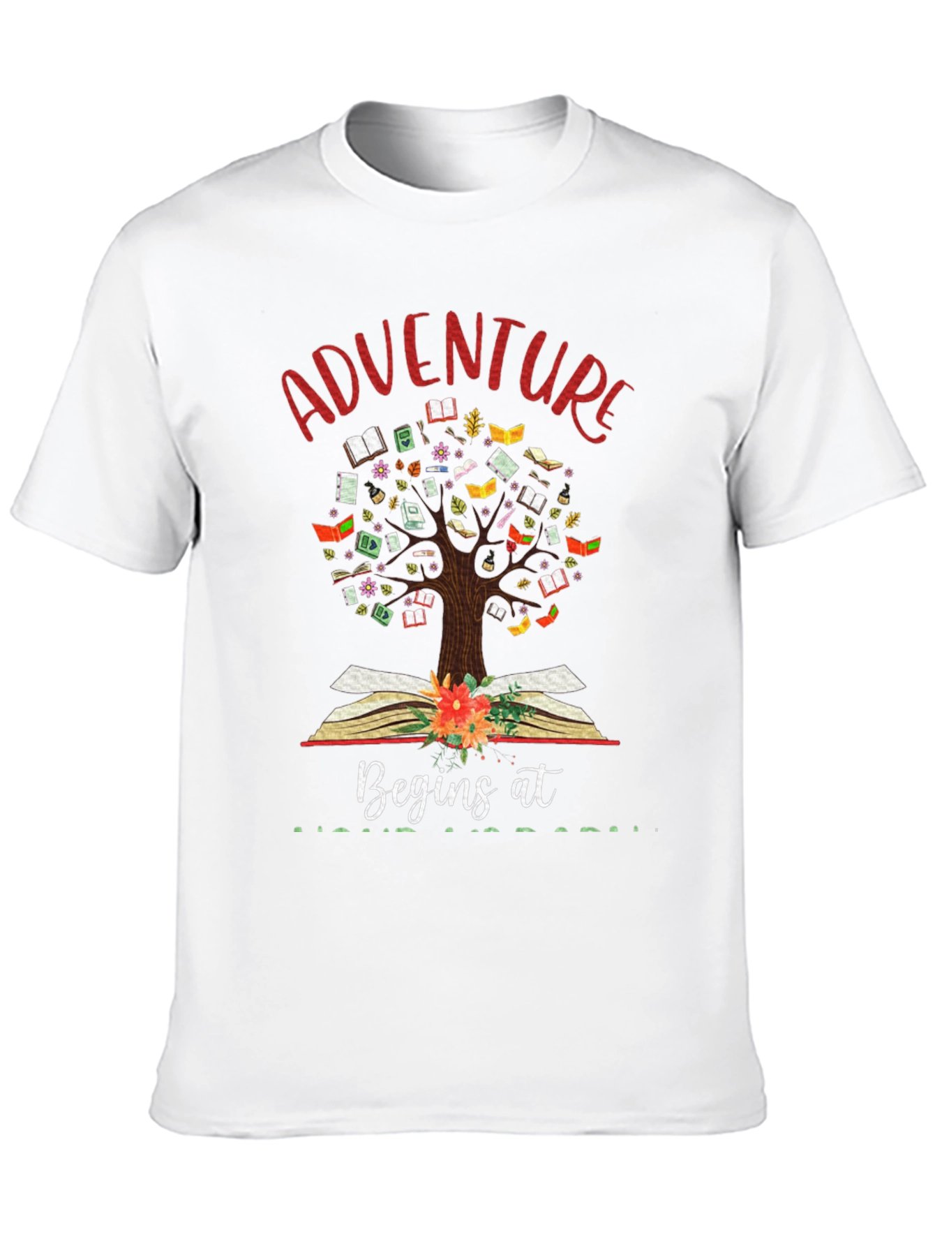 Black Adventure Begins at Books T-Shirt view 10