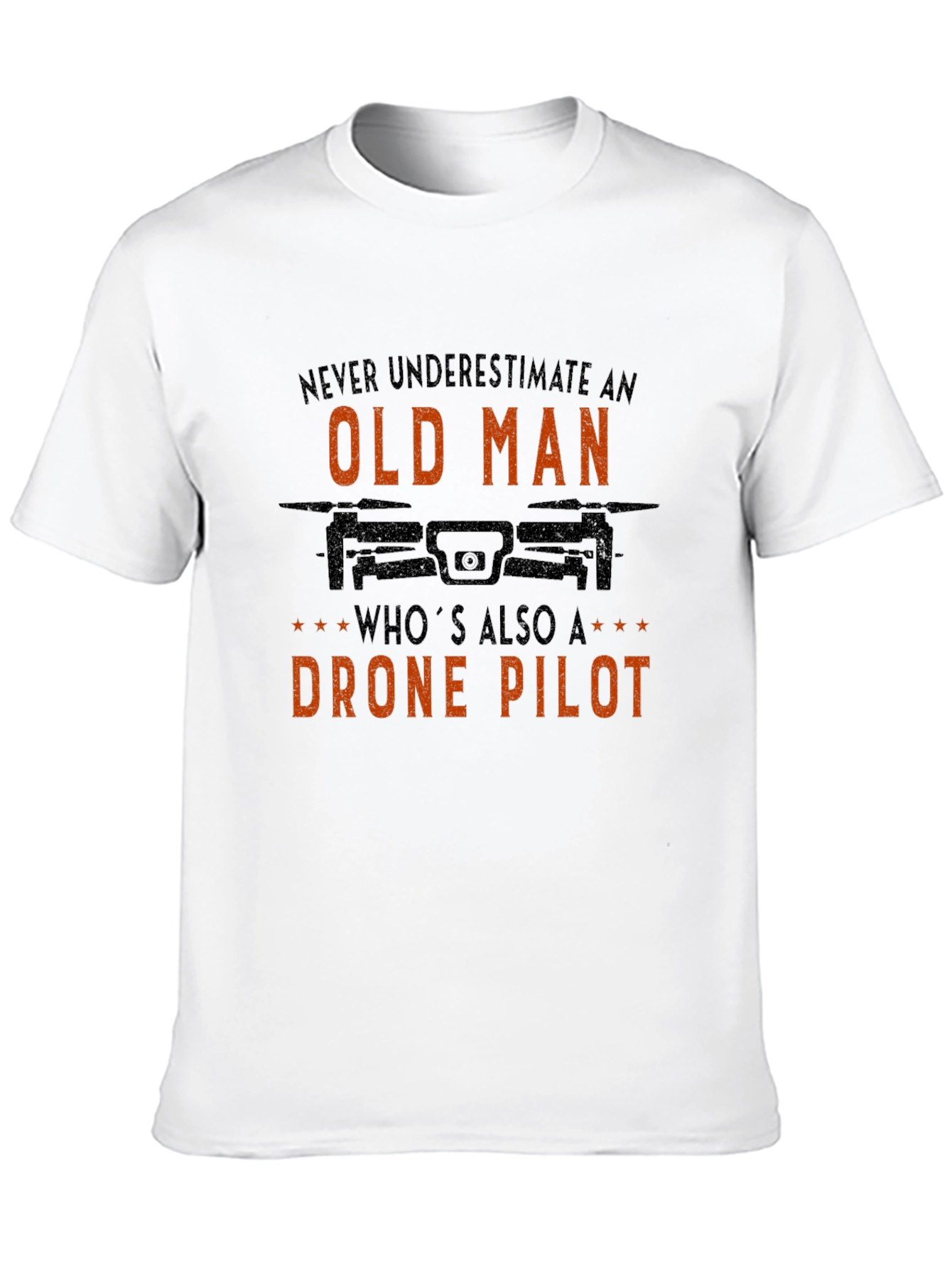 Black Old Man Drone Pilot Graphic Tee view 10