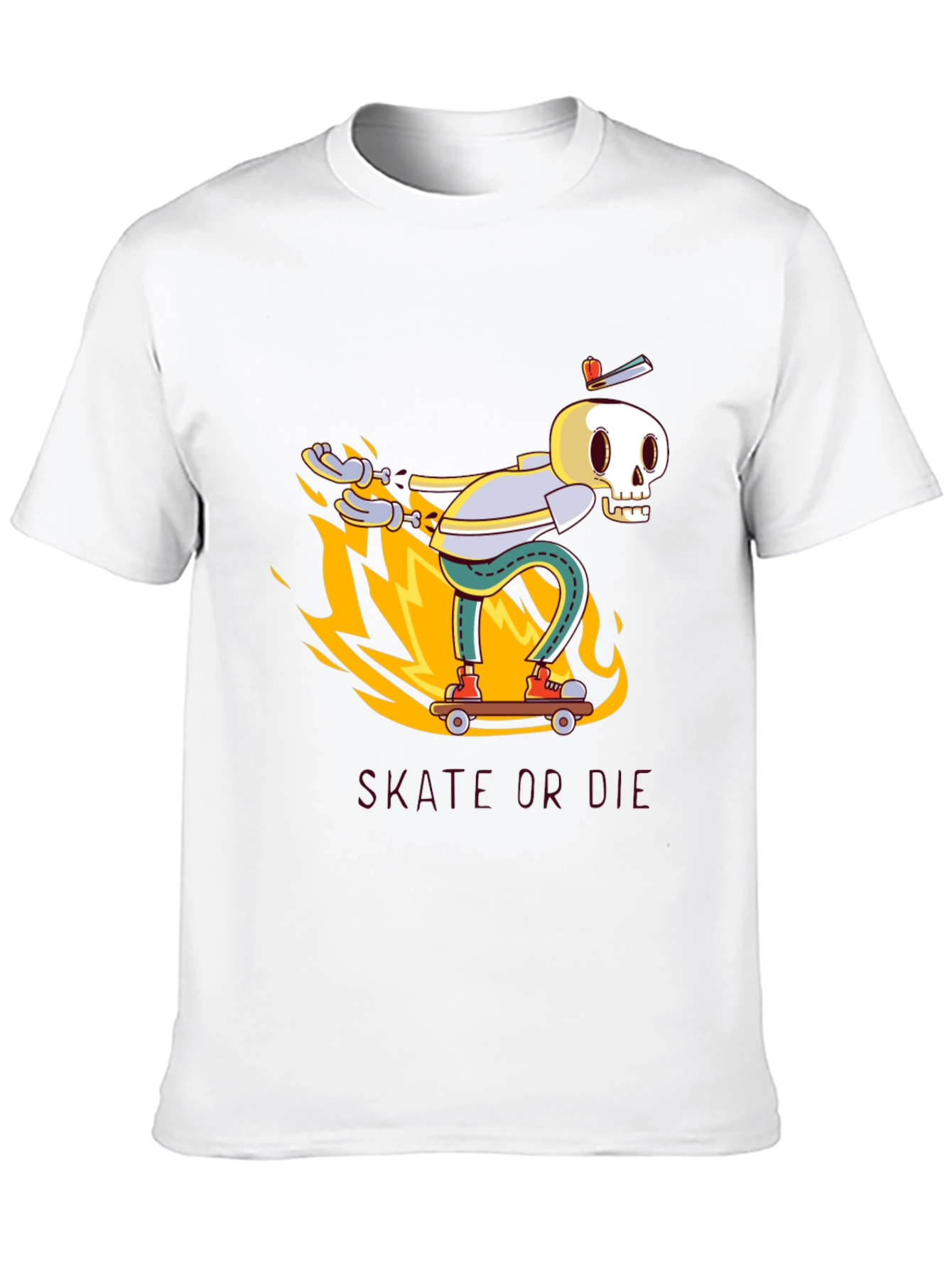 Black Skate or Die Black Graphic Tee - Skeleton Skateboarder view 10
