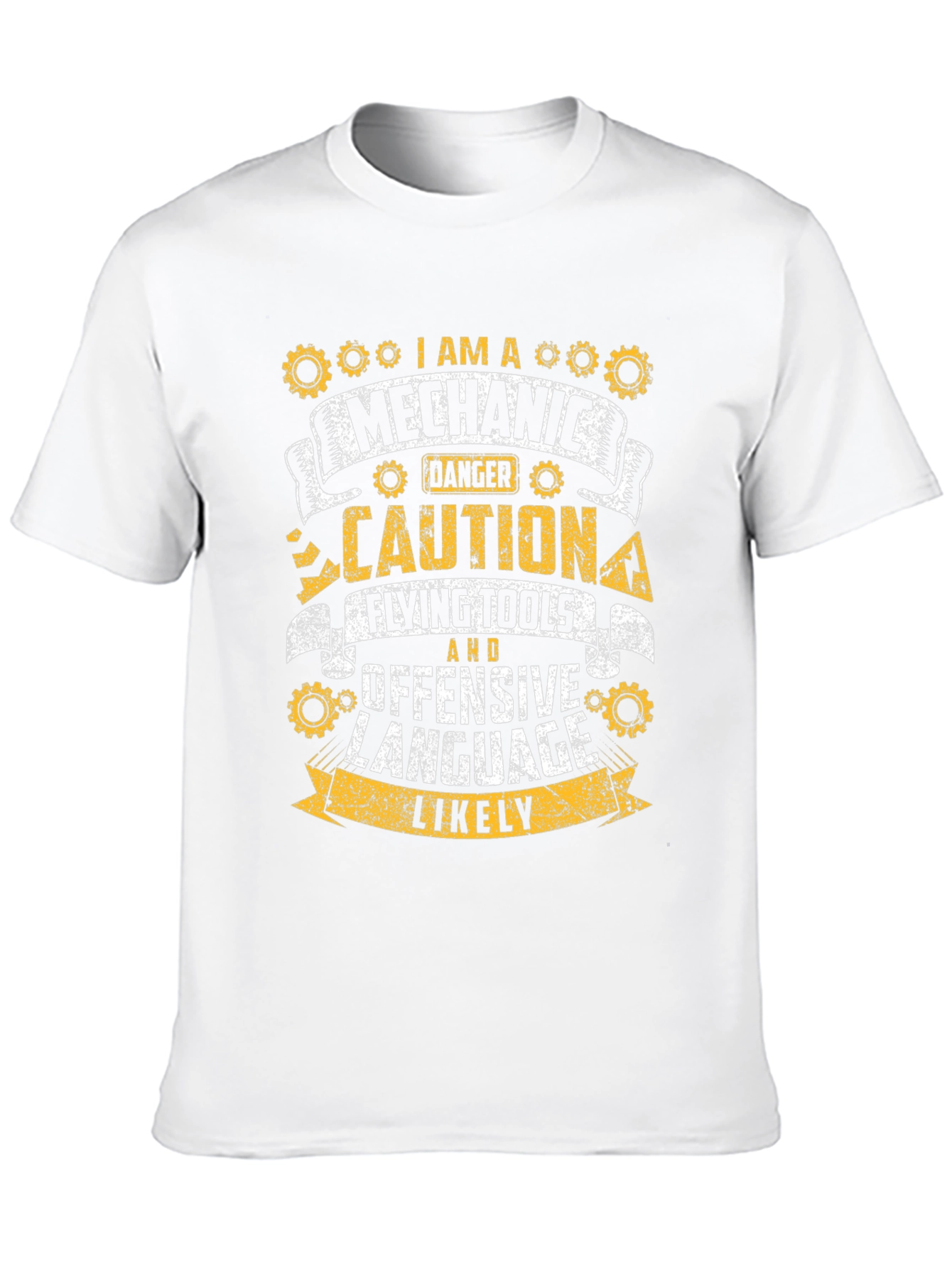 Black Mechanic Danger Caution Flying Tools T-Shirt view 10