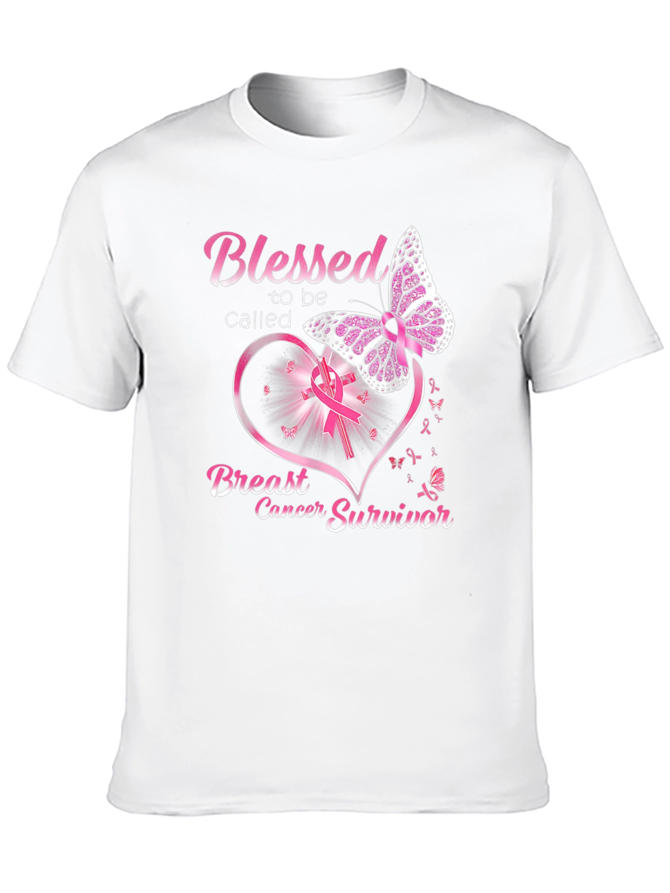 Black Breast Cancer Survivor Butterfly T-Shirt view 10