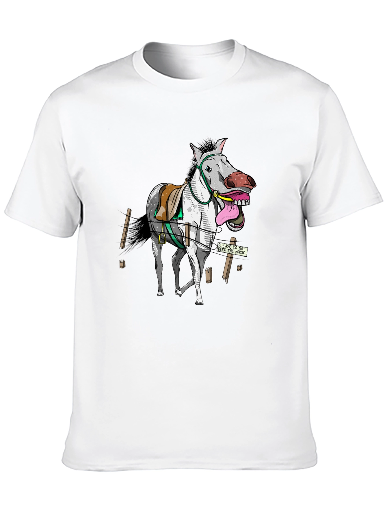 Black Funny Horse Graphic Tee - Black Cotton T-Shirt view 10