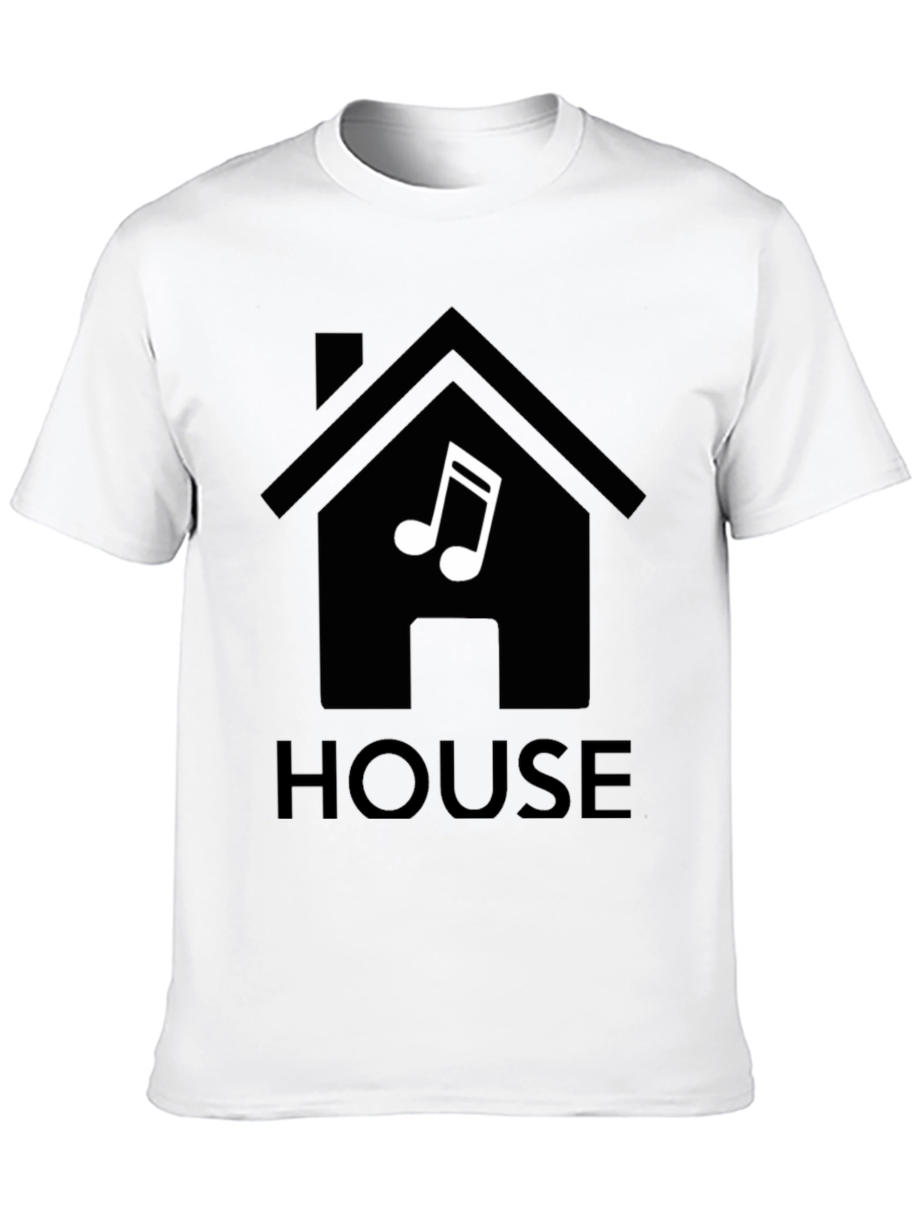 Black House Music T-Shirt, Black, Minimalist Design view 10