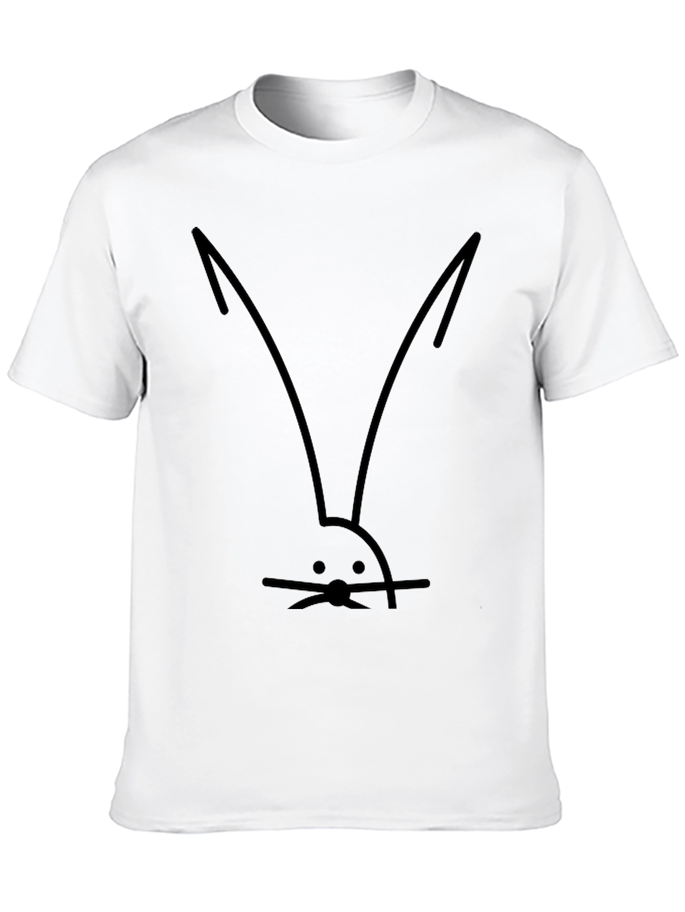 Black Minimalist Rabbit Tee - Black Cotton Blend Casual Shirt view 10