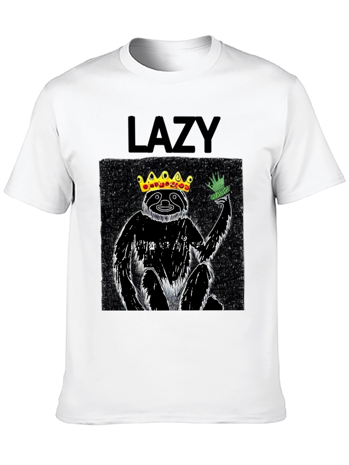 Black Lazy King Sloth Graphic Tee - Black Cotton T-Shirt view 10