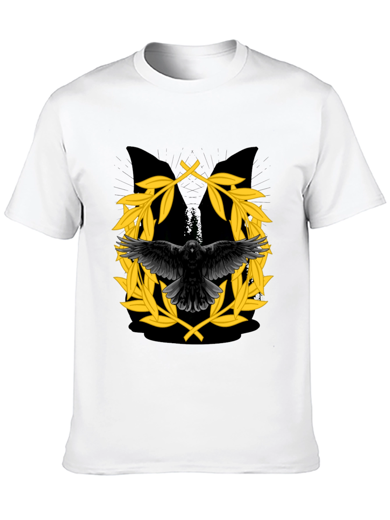 Black Raven & Laurel Wreath Graphic T-Shirt view 10