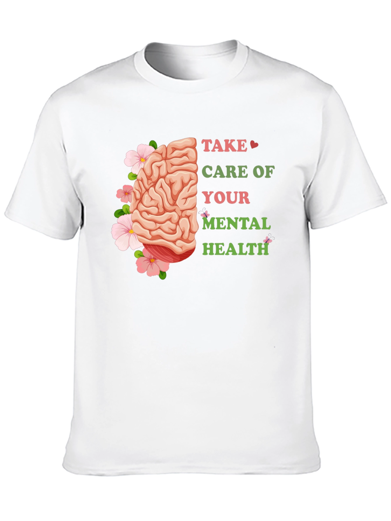 Black Mental Health Awareness T-Shirt: Floral Brain Design view 10