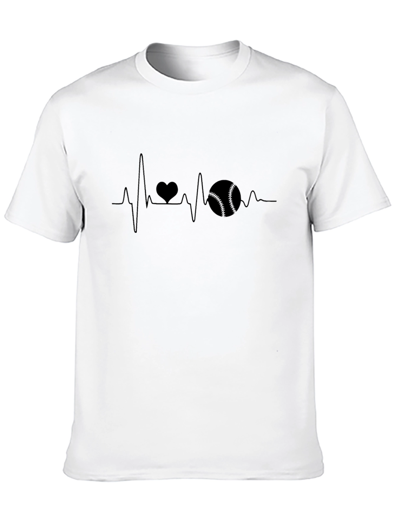Black Baseball Heartbeat T-Shirt - Love of the Game view 10