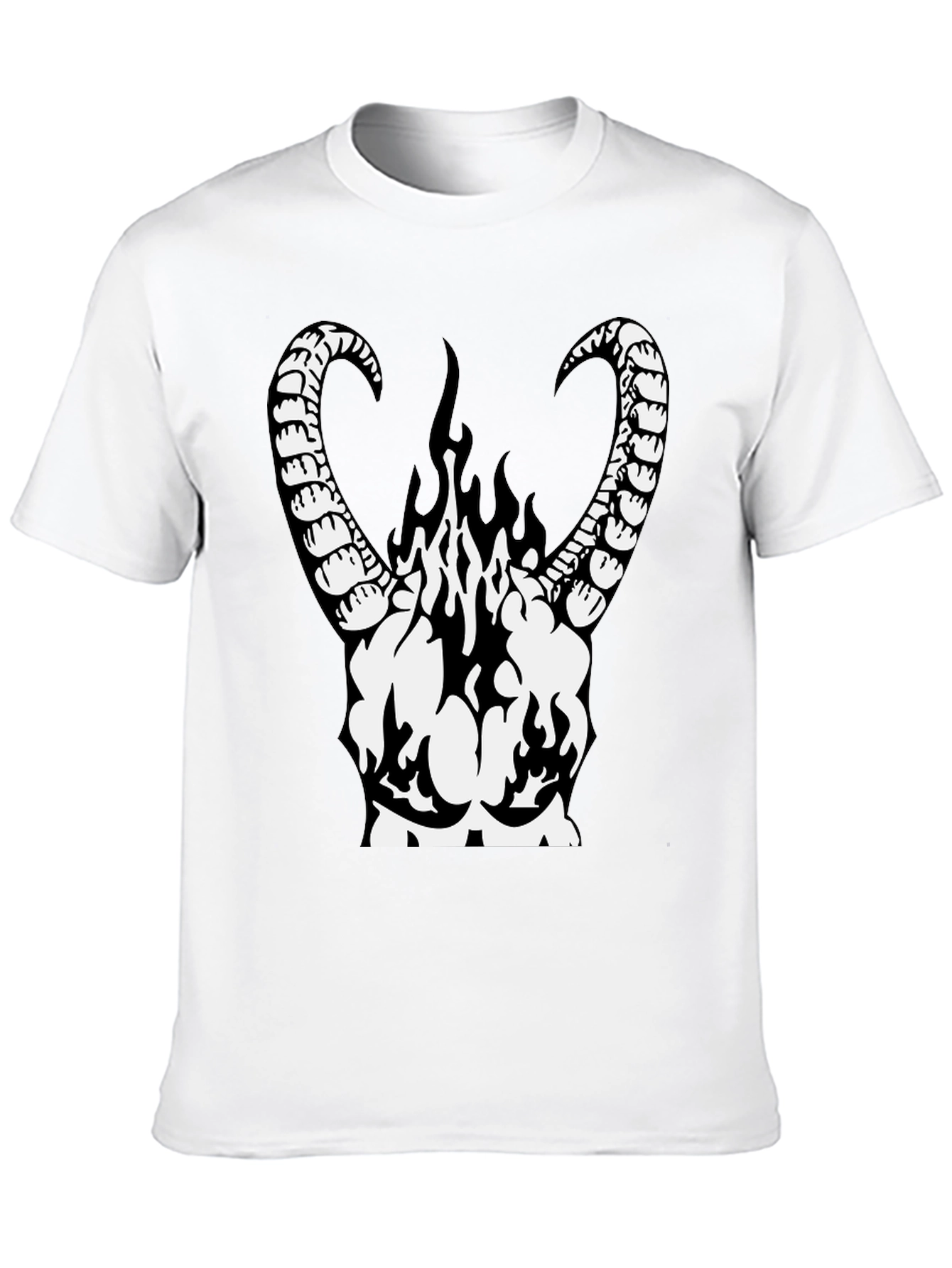 Black Infernal Horns Graphic T-Shirt - Black Cotton Tee view 10