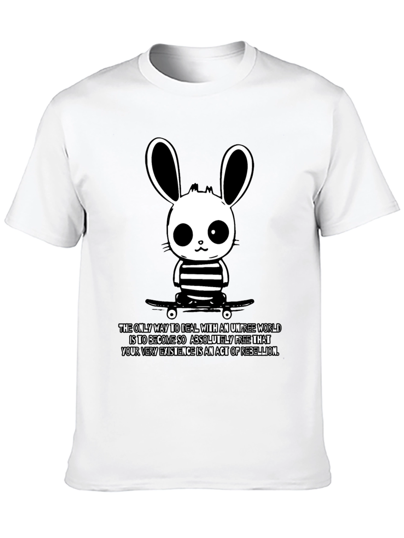 Black Rebellious Bunny Graphic Tee - Soft Black Cotton T-Shirt view 10