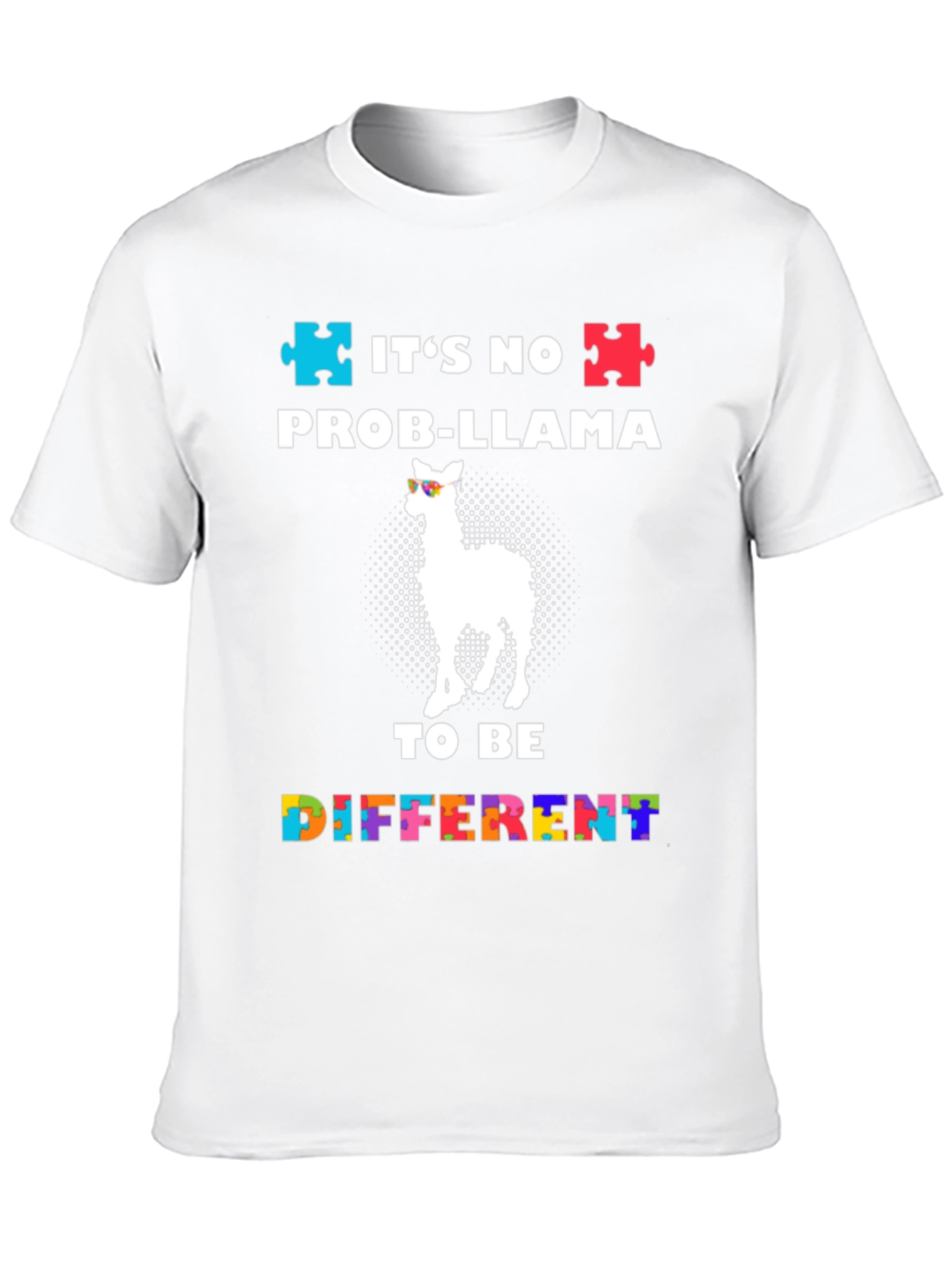 Black Autism Awareness Prob-Llama T-Shirt view 10