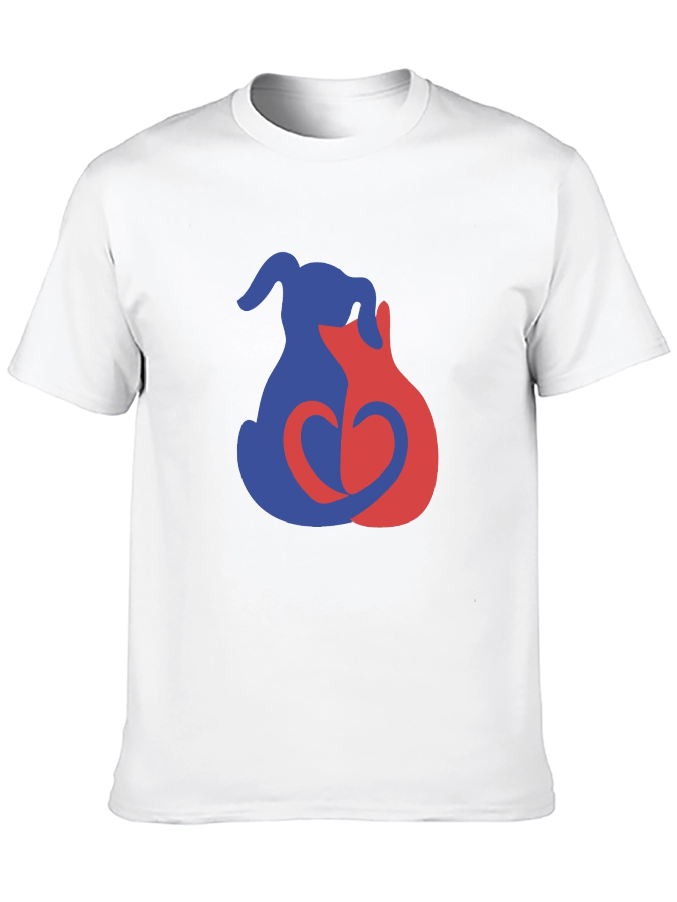 Black Dog & Cat Love T-Shirt - Unisex Black Tee view 10