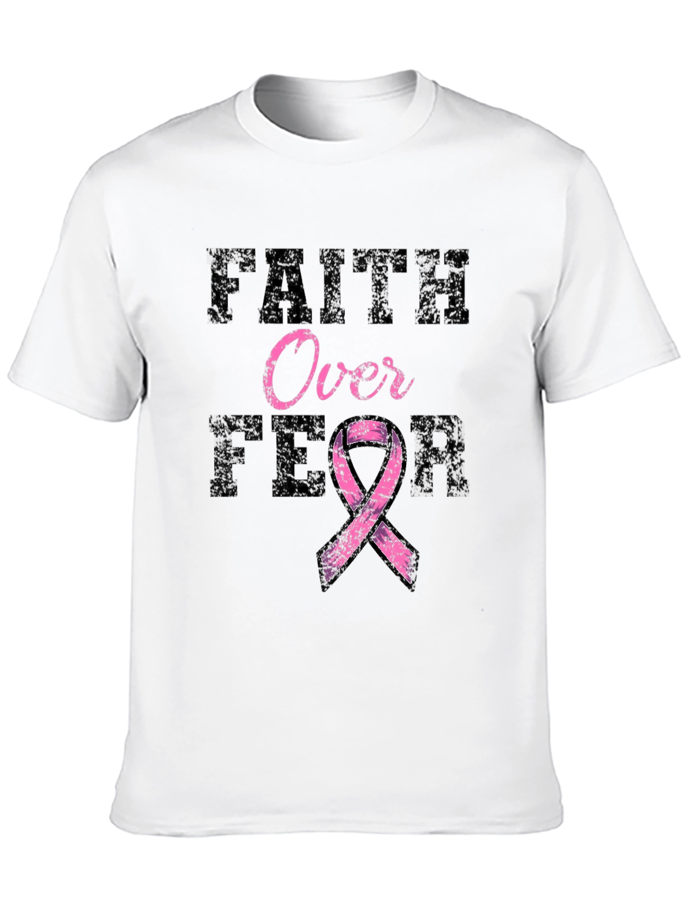 Black Faith Over Fear Breast Cancer Awareness T-Shirt view 10