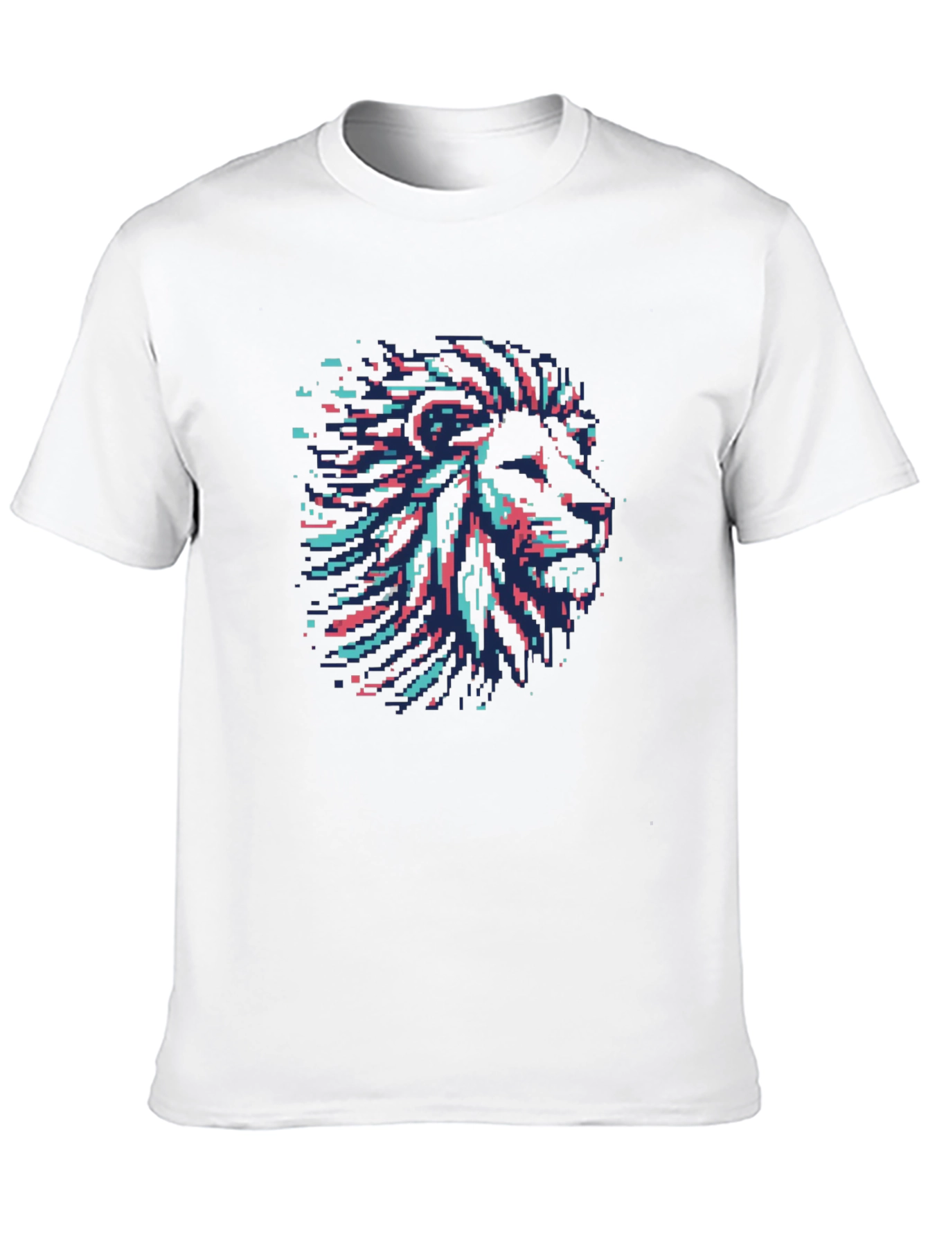 Black Pixel Art Lion Head Graphic Black T-Shirt view 10