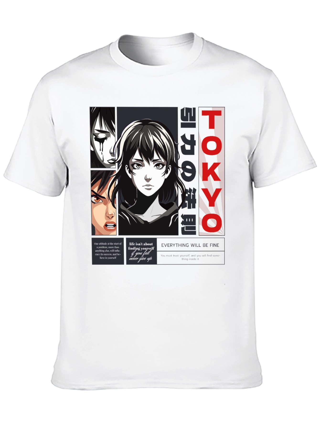 Black Anime Graphic Print T-Shirt - Tokyo Style view 10