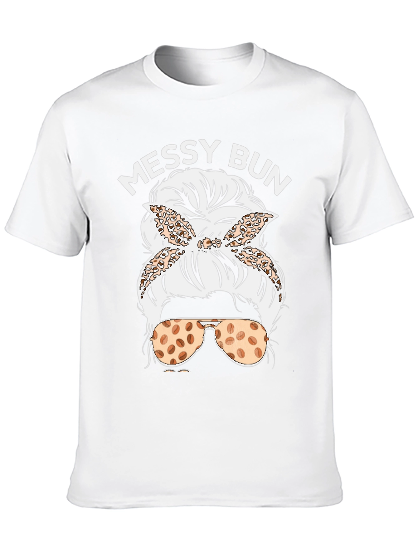 Black Messy Bun Coffee Bean Sunglasses T-Shirt view 10