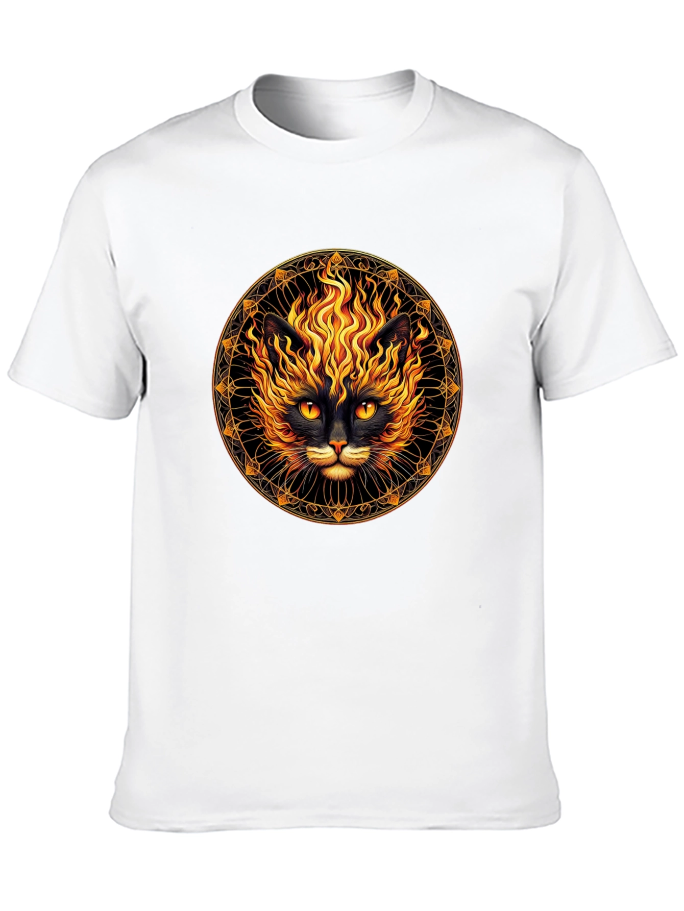 Black Fiery Cat Graphic T-Shirt - Black view 10