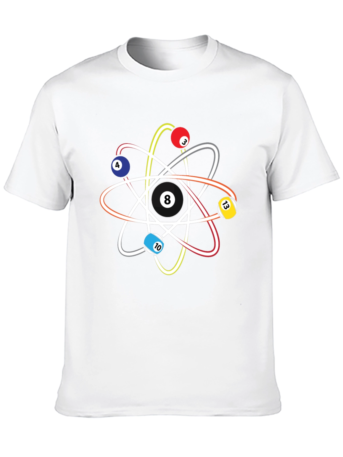 Black Pool Ball Atom T-Shirt - Physics & Billiards Style view 10
