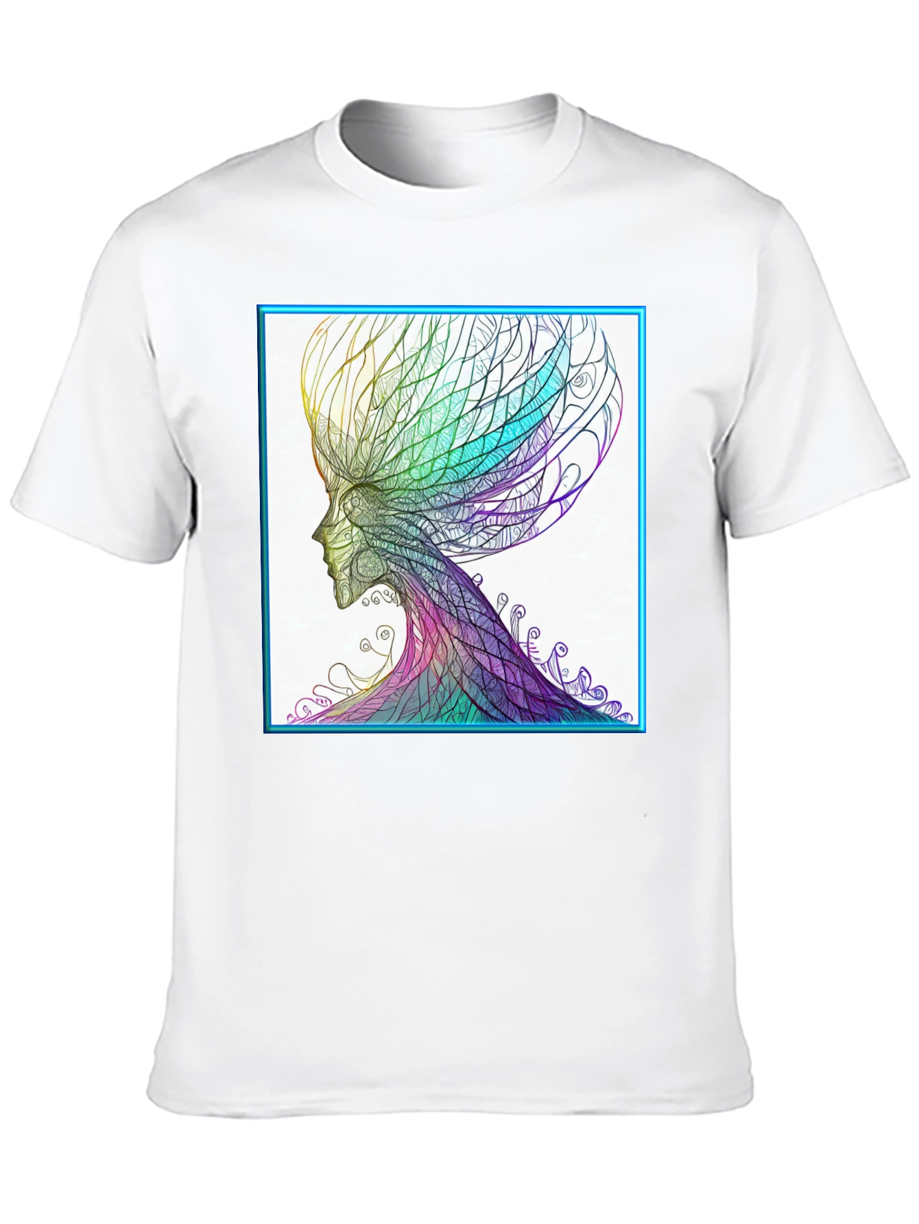 Black Abstract Art Tee - Colorful Head Design view 10
