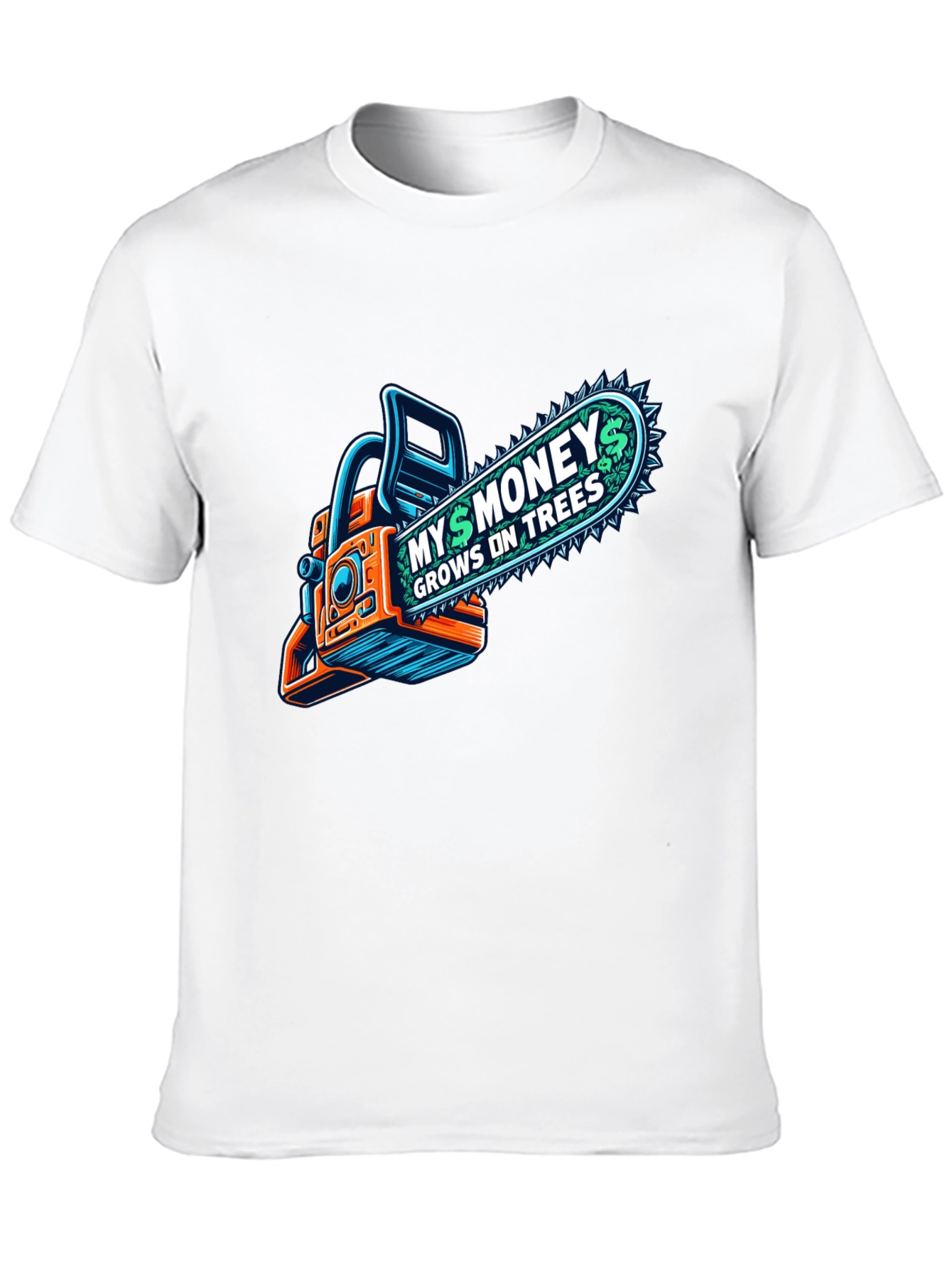 Black Money Grows on Trees Chainsaw T-Shirt view 10