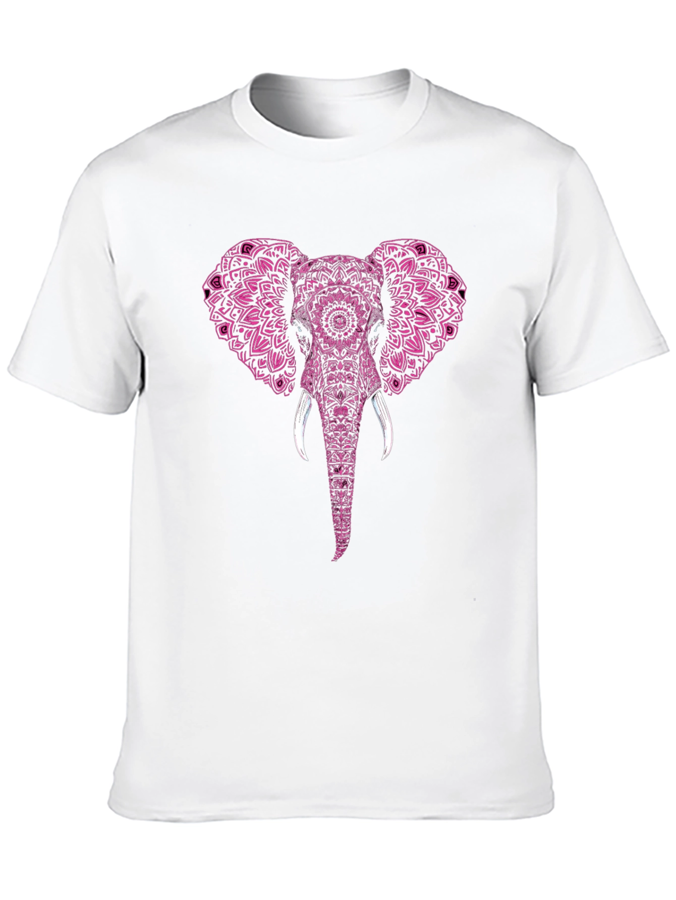 Black Elephant Mandala Print Men's T-Shirt view 10