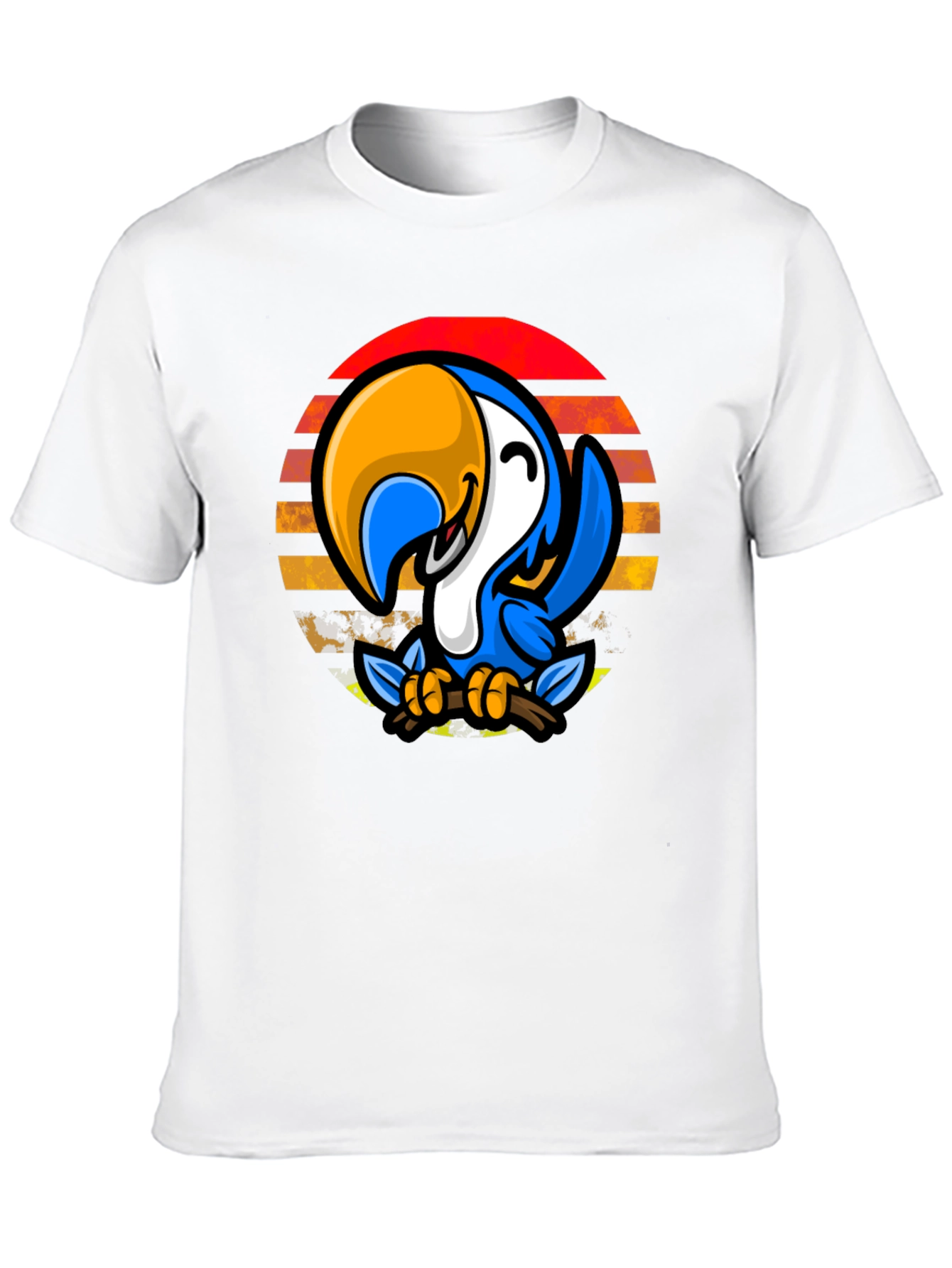 Black Parrot Sunset Graphic Tee - Casual Black T-Shirt view 10