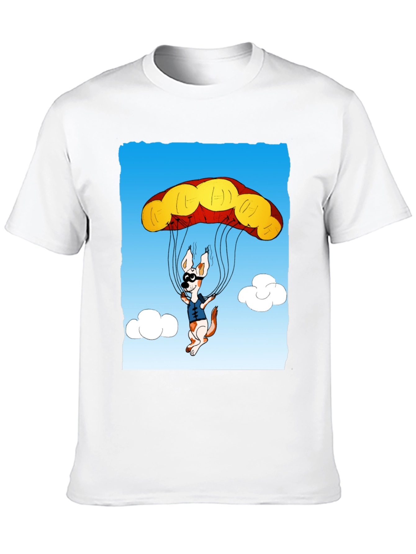 Black Parachuting Dog Graphic Tee - Black Cotton T-Shirt view 10