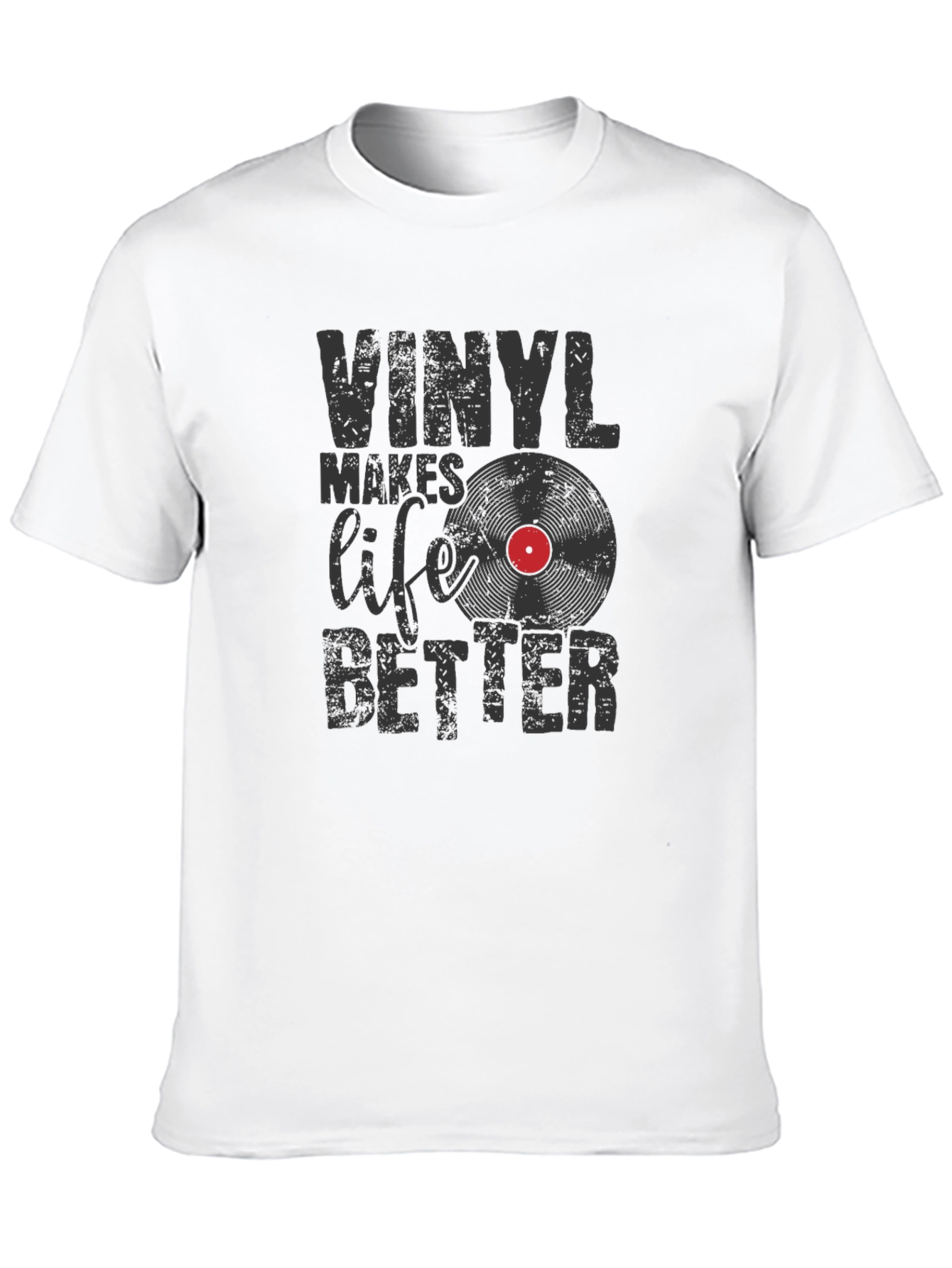 Black Vinyl Makes Life Better Graphic Tee view 10