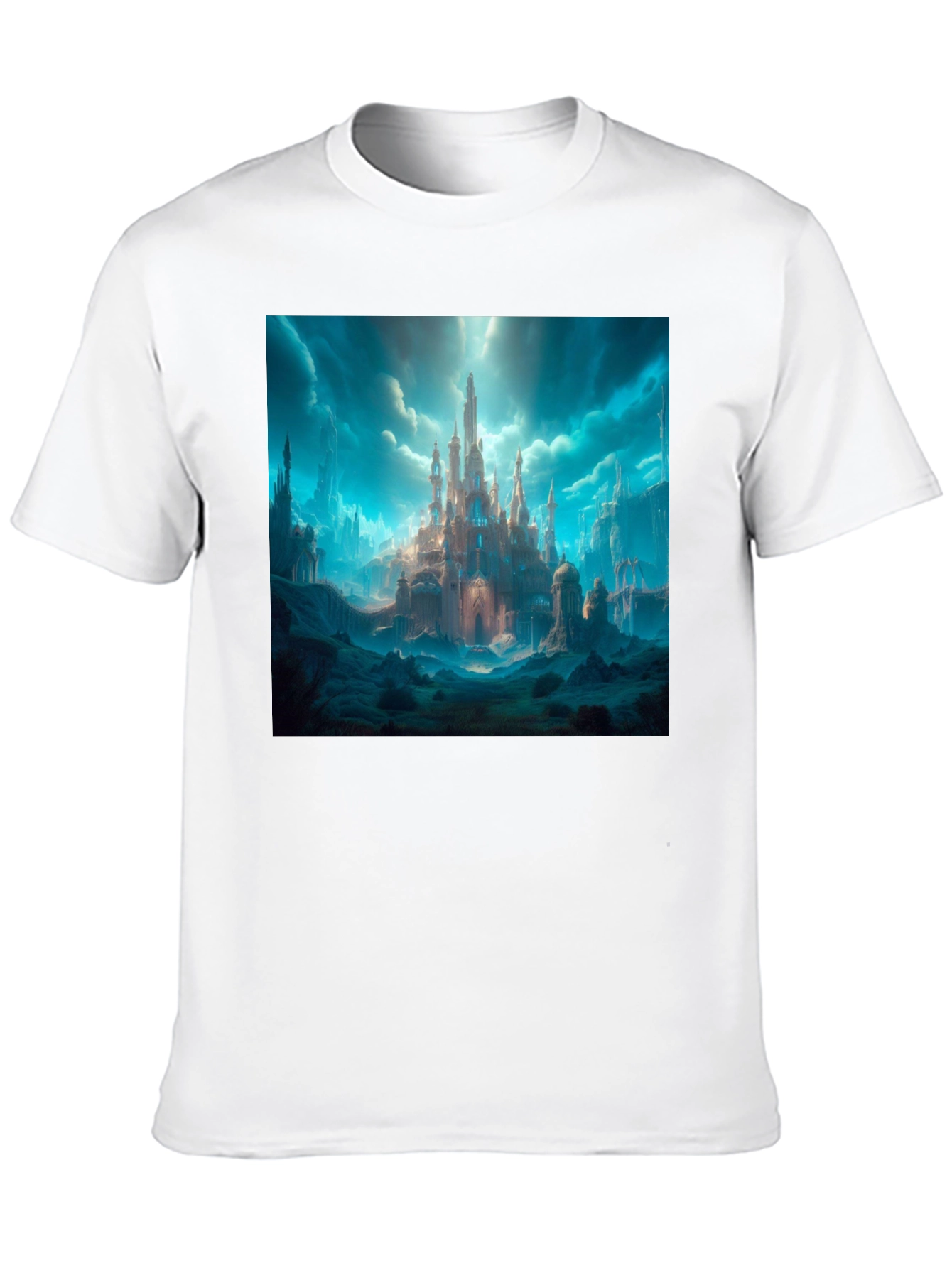 Black Fantasy Castle Graphic Tee - Premium Cotton Blend Shirt view 10