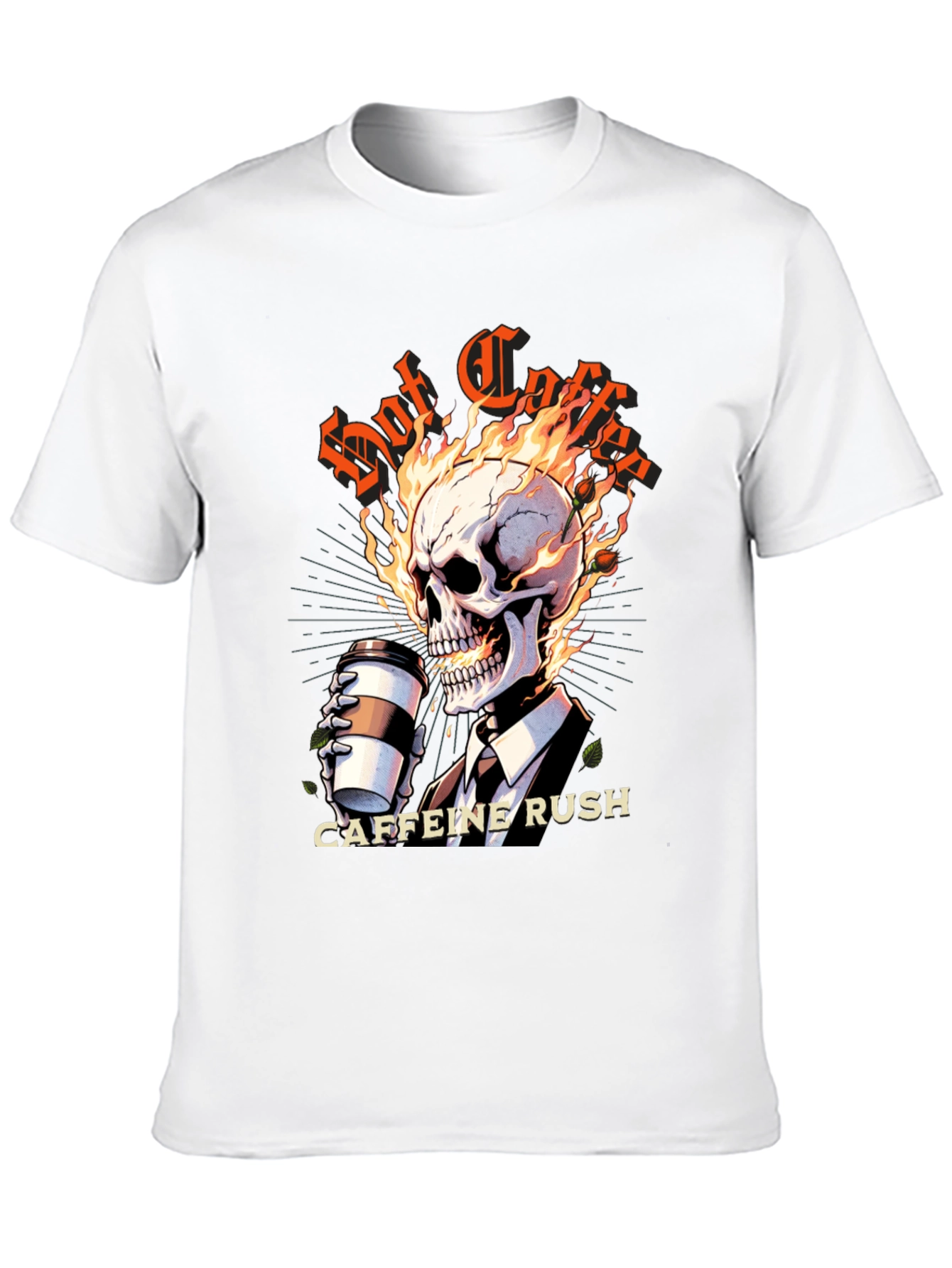 Black Hot Coffee Caffeine Rush Graphic T-Shirt view 10