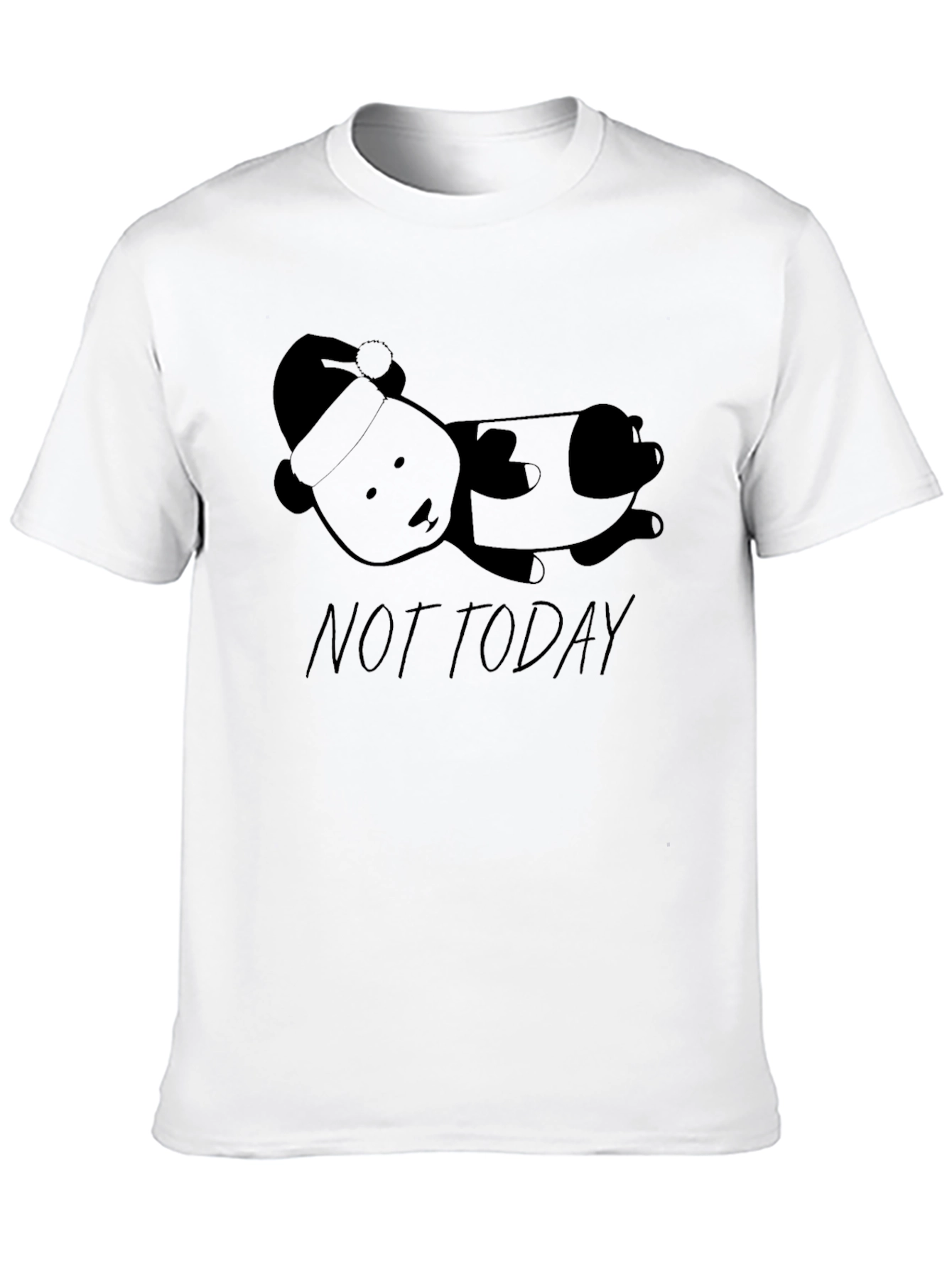Black Not Today Panda T-Shirt: Funny Lazy Panda Graphic Tee view 10