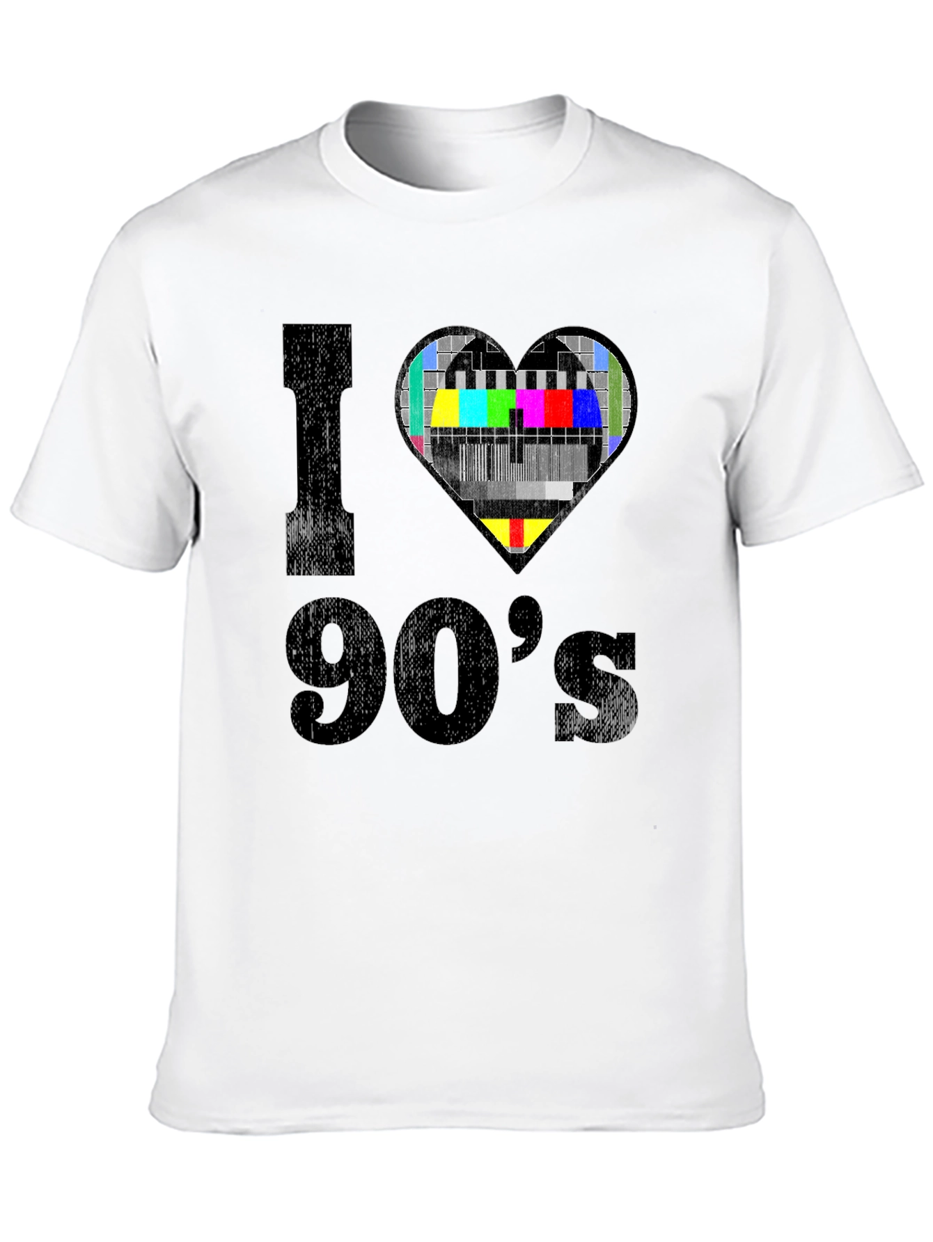 Black I Love 90's T-Shirt - Nostalgic TV Heart Design view 10