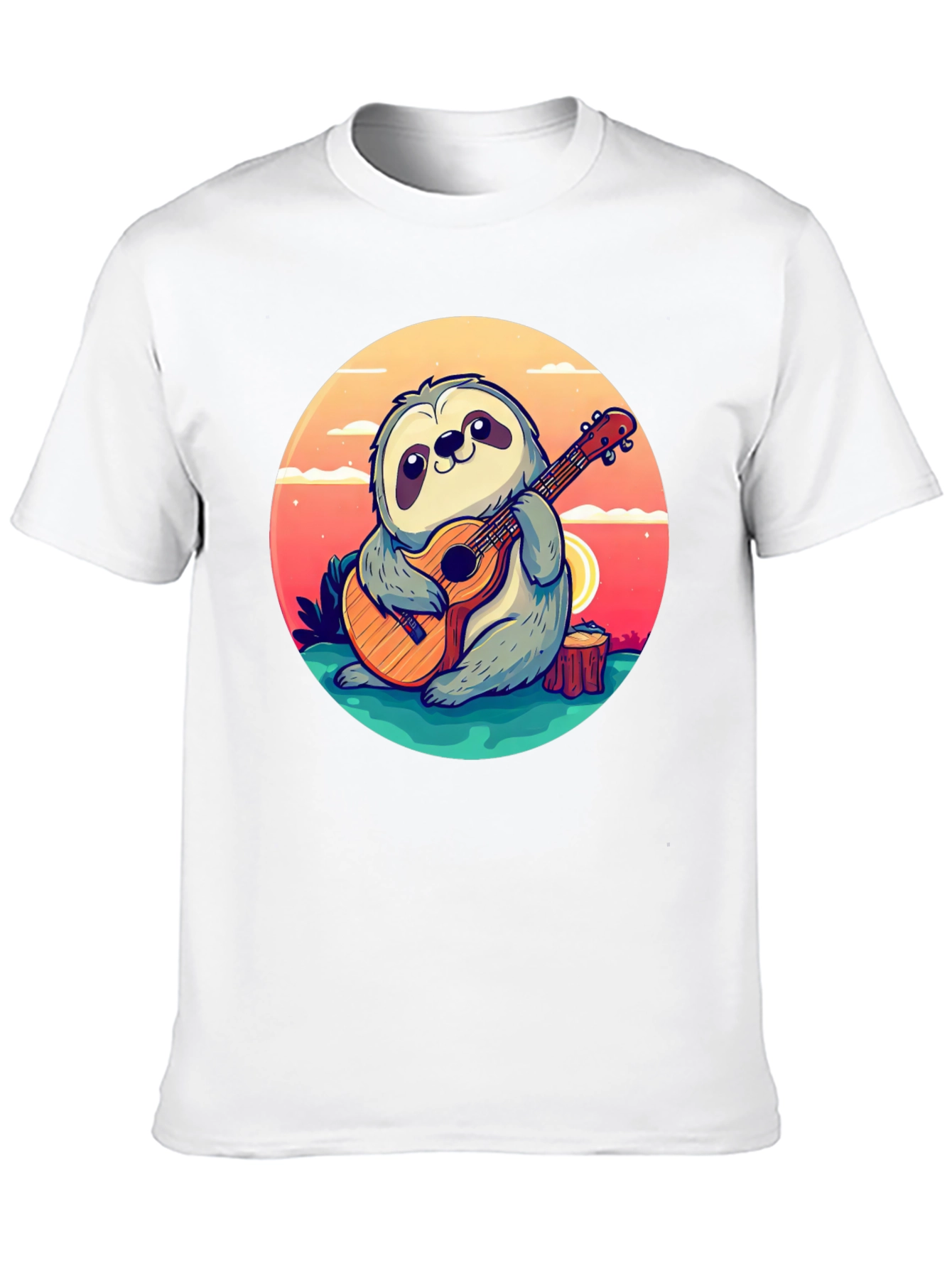 Black Sloth Guitarist Graphic Tee - Black Cotton Blend Shirt view 10