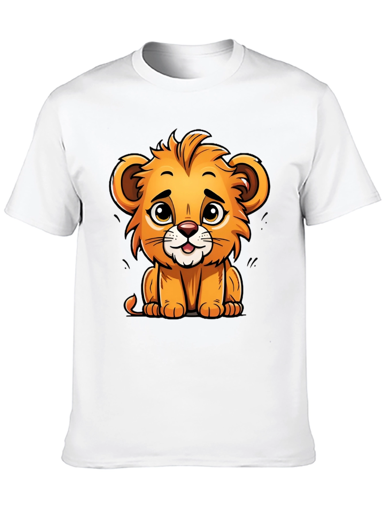 Black Cute Lion Cartoon T-Shirt - Soft Cotton Tee view 10