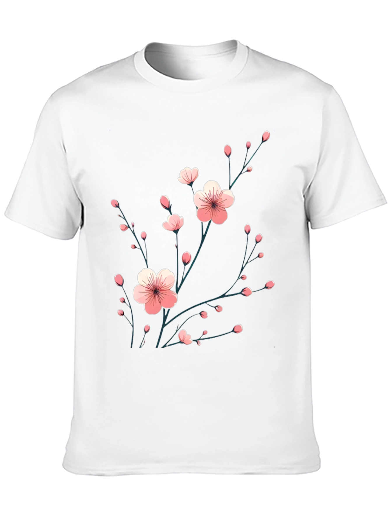 Black Black T-Shirt with Floral Cherry Blossom Design view 10