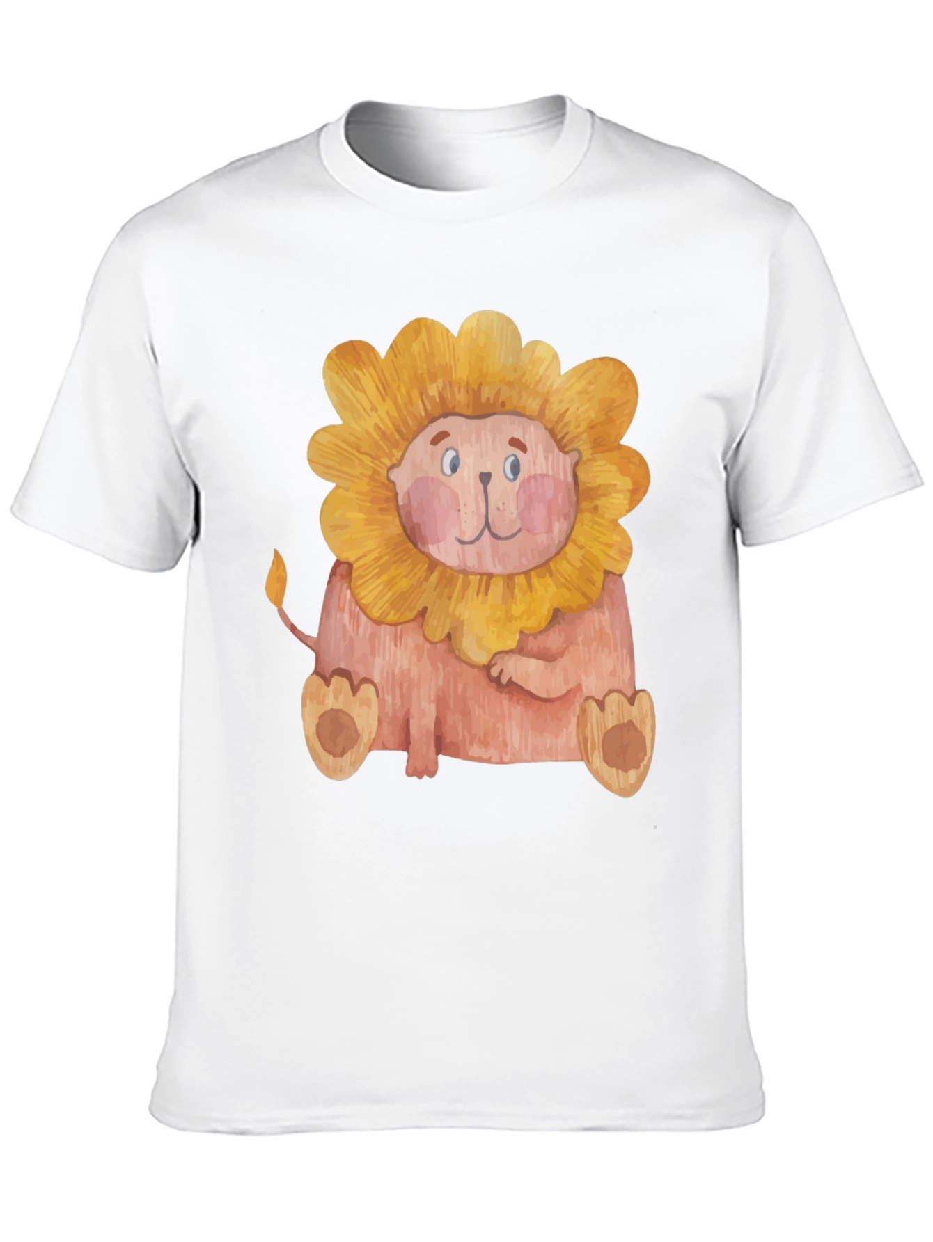 Black Cute Lion Graphic Print Men's Black T-Shirt view 10