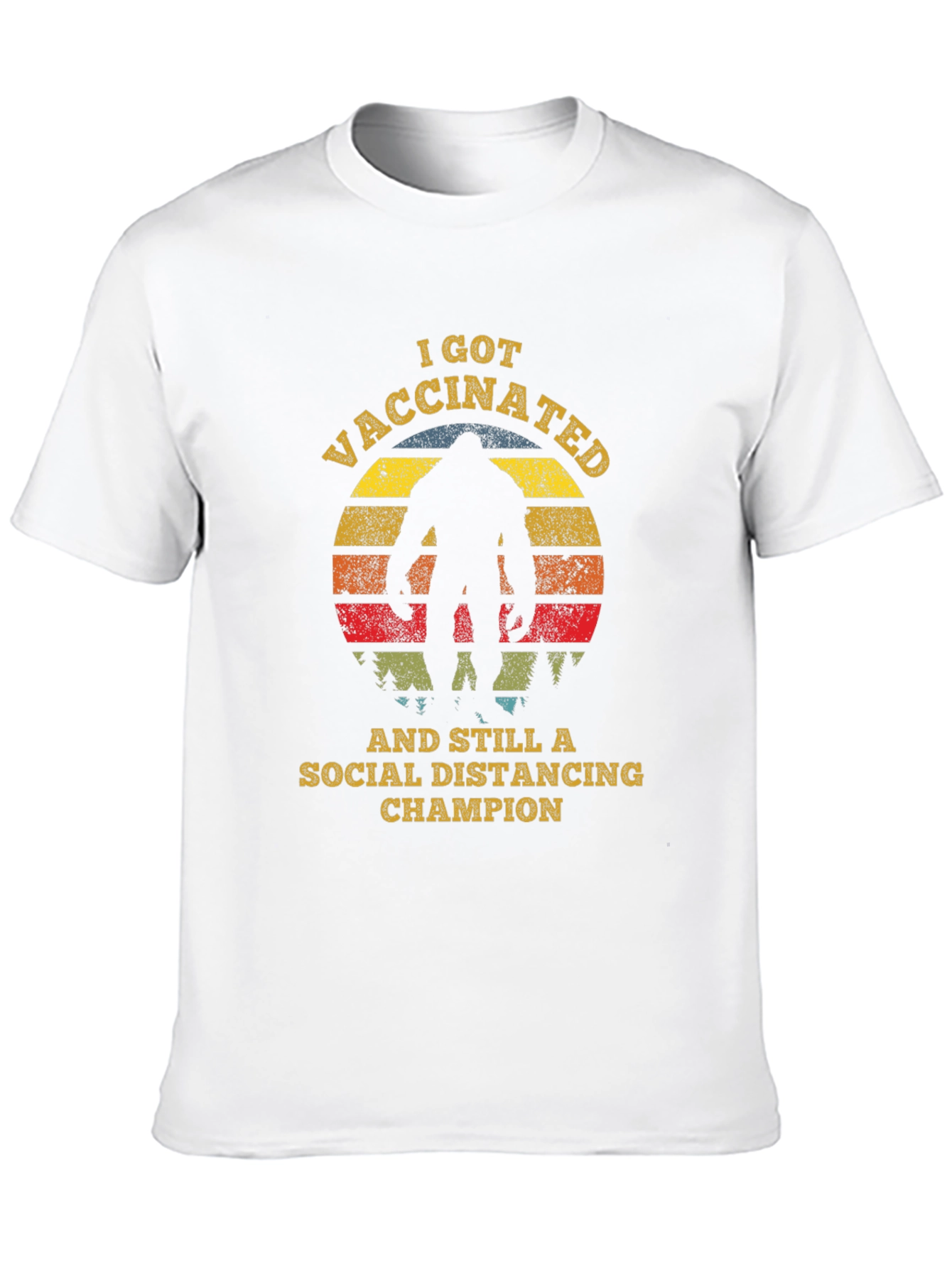 Black Vaccinated Social Distancing Champion Bigfoot T-Shirt view 10