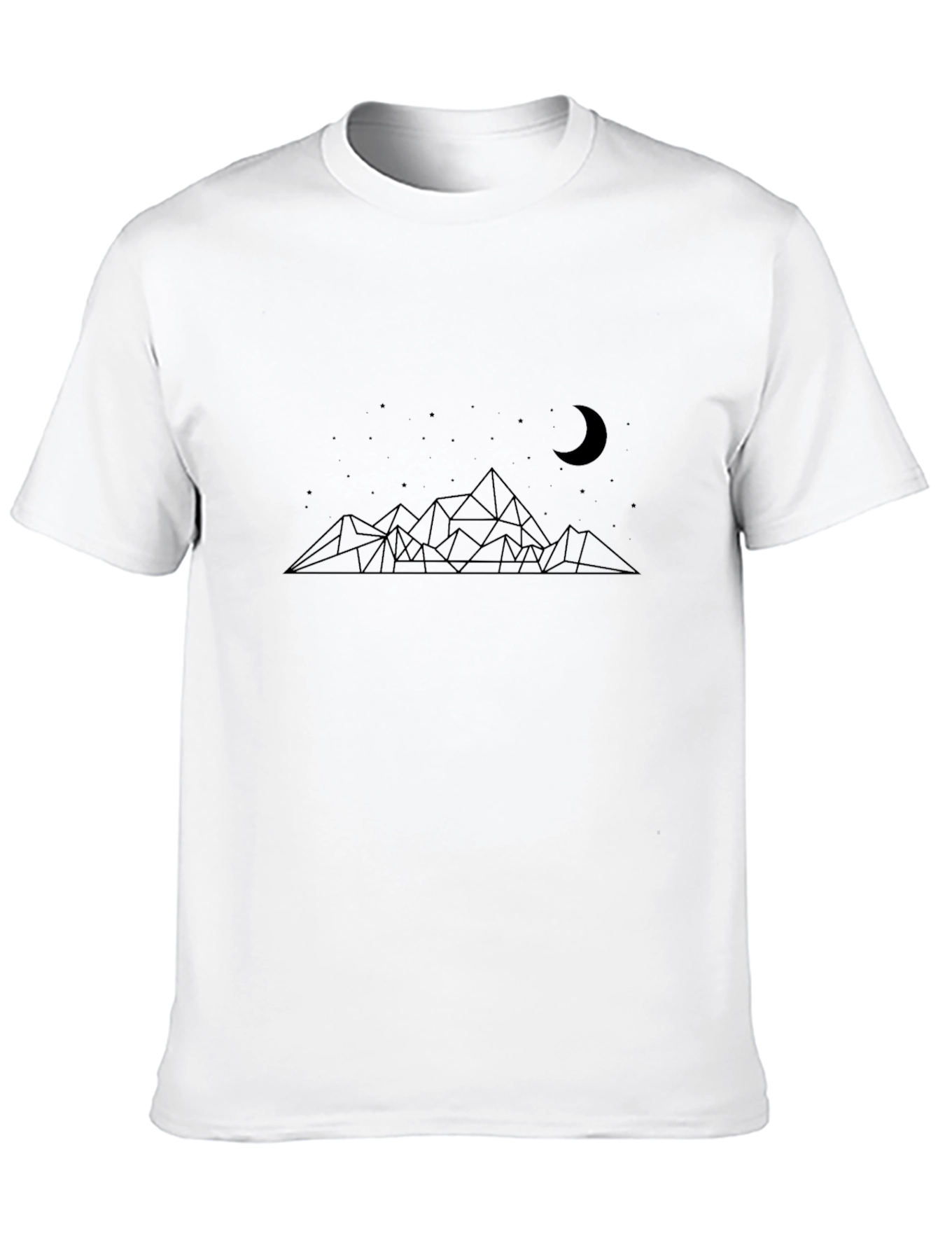 Black Geometric Mountain Scene Black T-Shirt view 10
