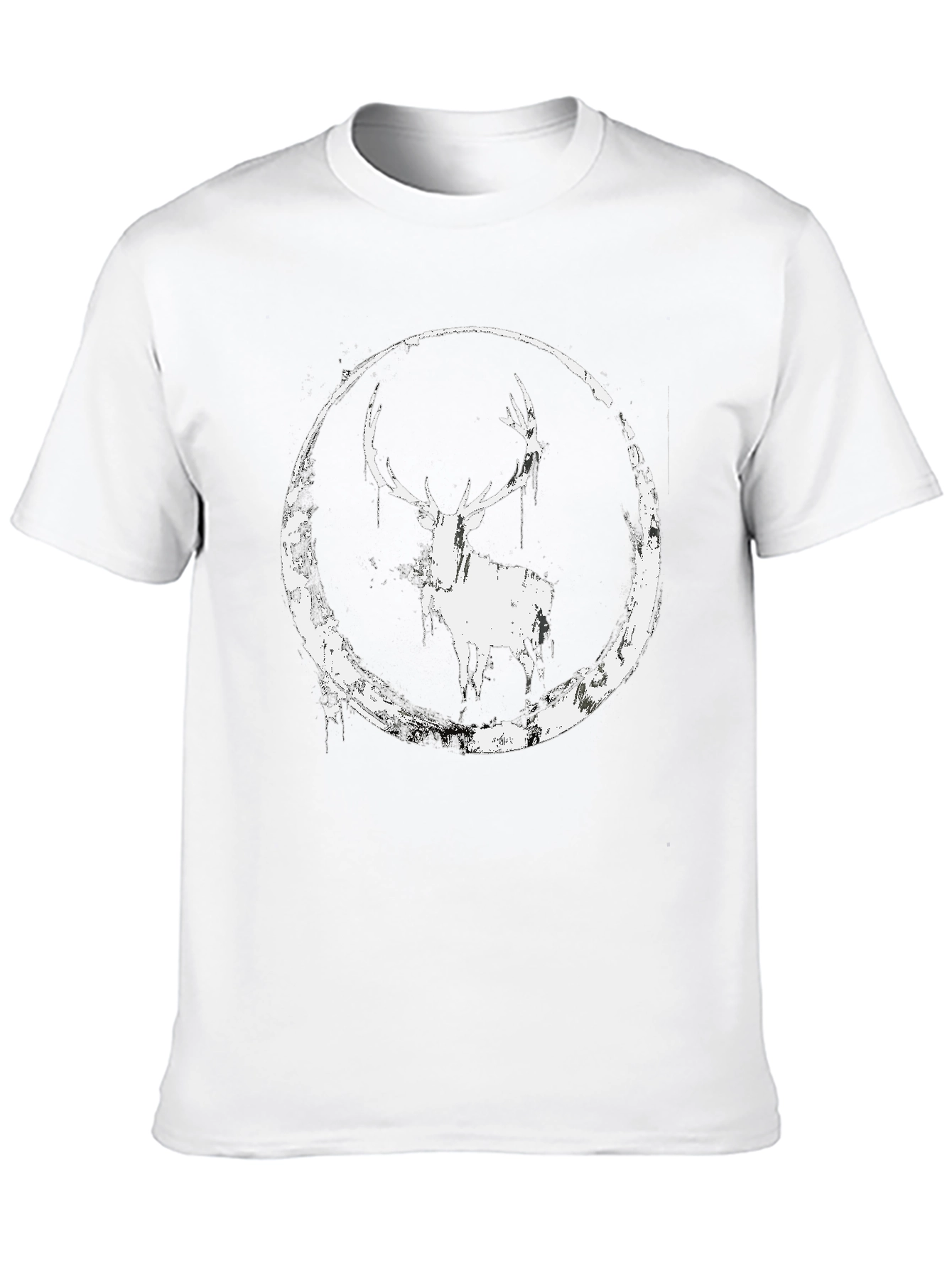 Black Deer Circle Graphic Black T-Shirt view 10