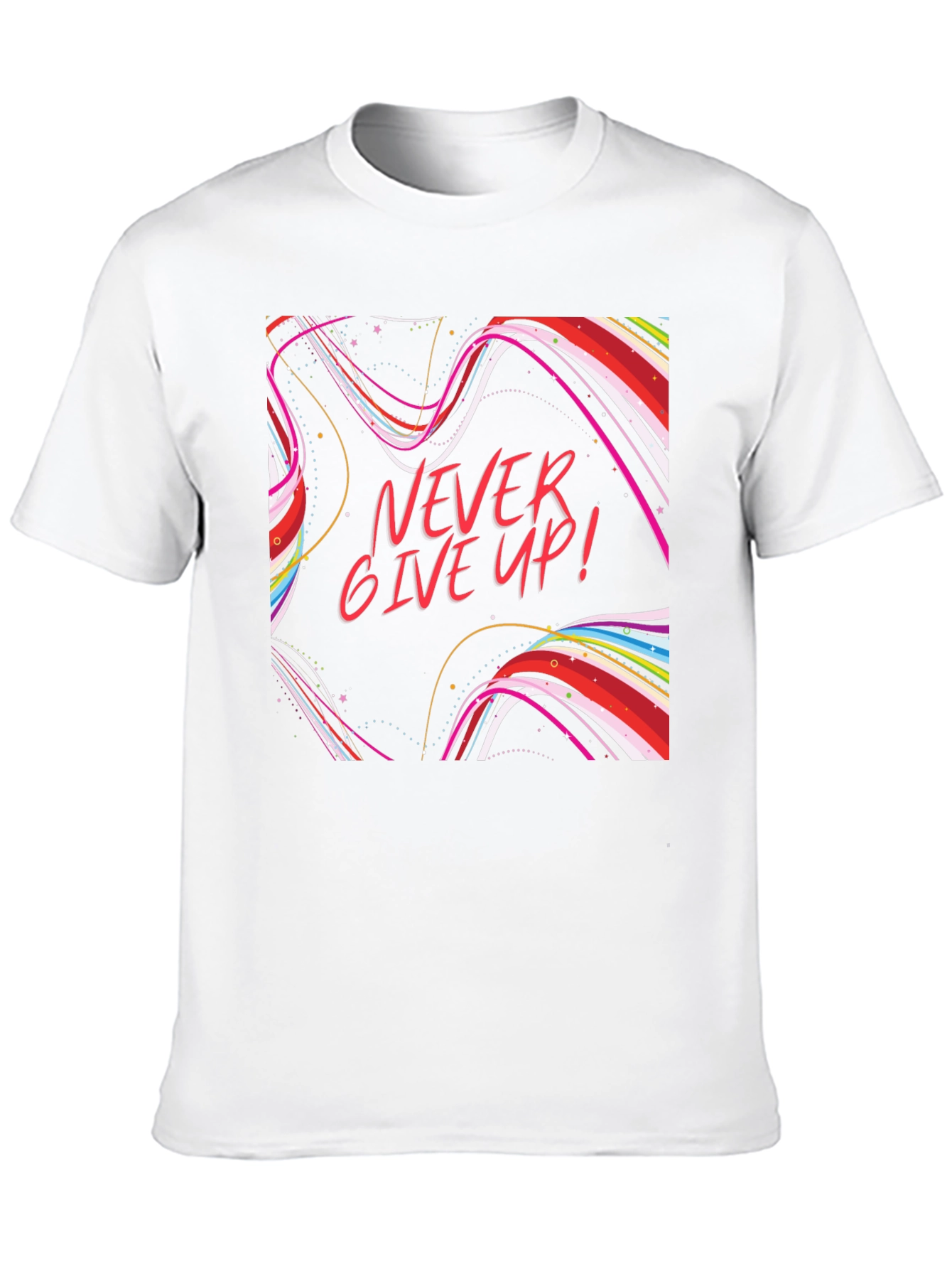 Black Never Give Up Graphic T-Shirt Black Cotton view 10