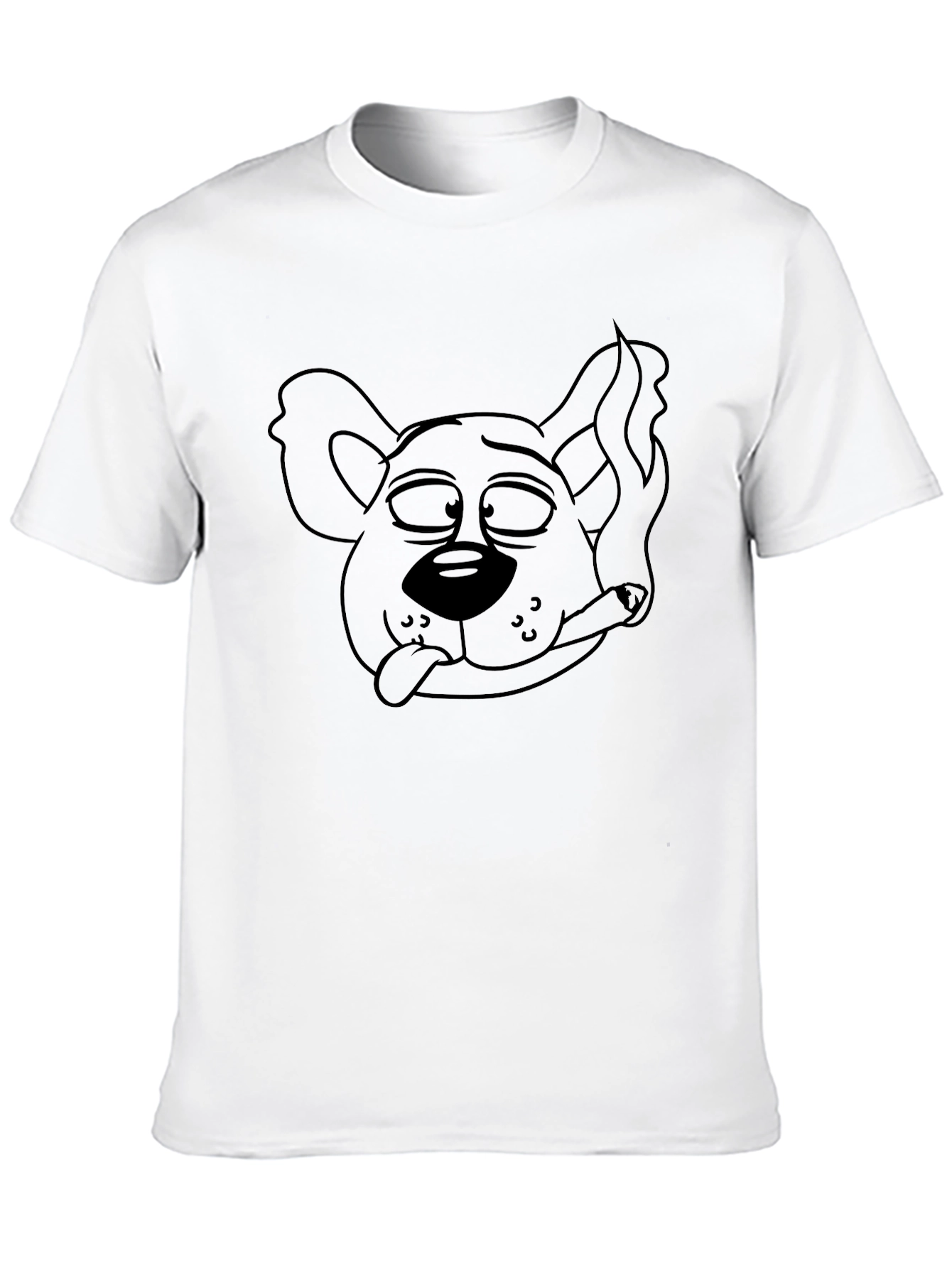 Black Cartoon Dog Smoking Black T-Shirt view 10