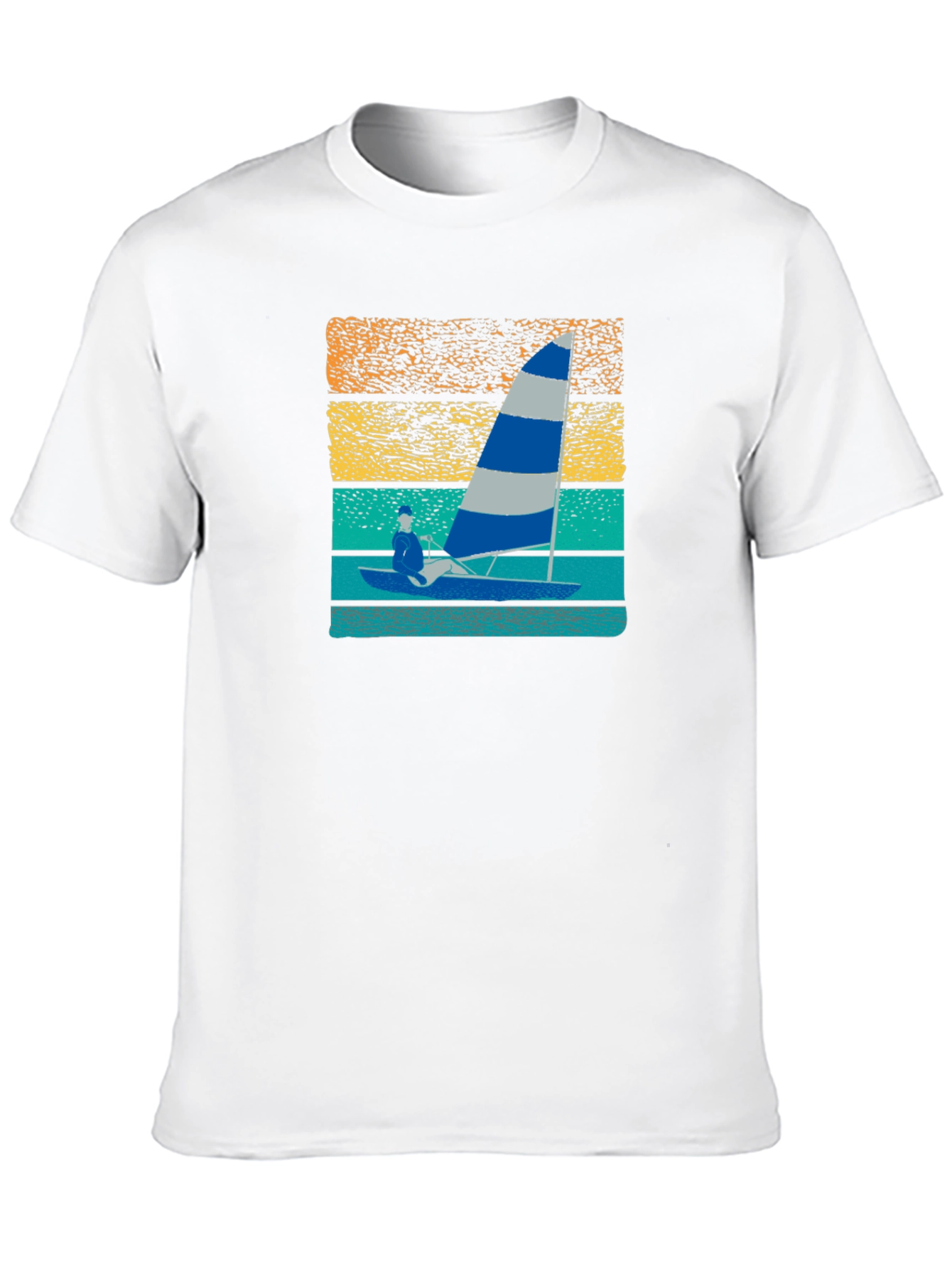 Black Sailing T-Shirt with Retro Sunset Design view 10