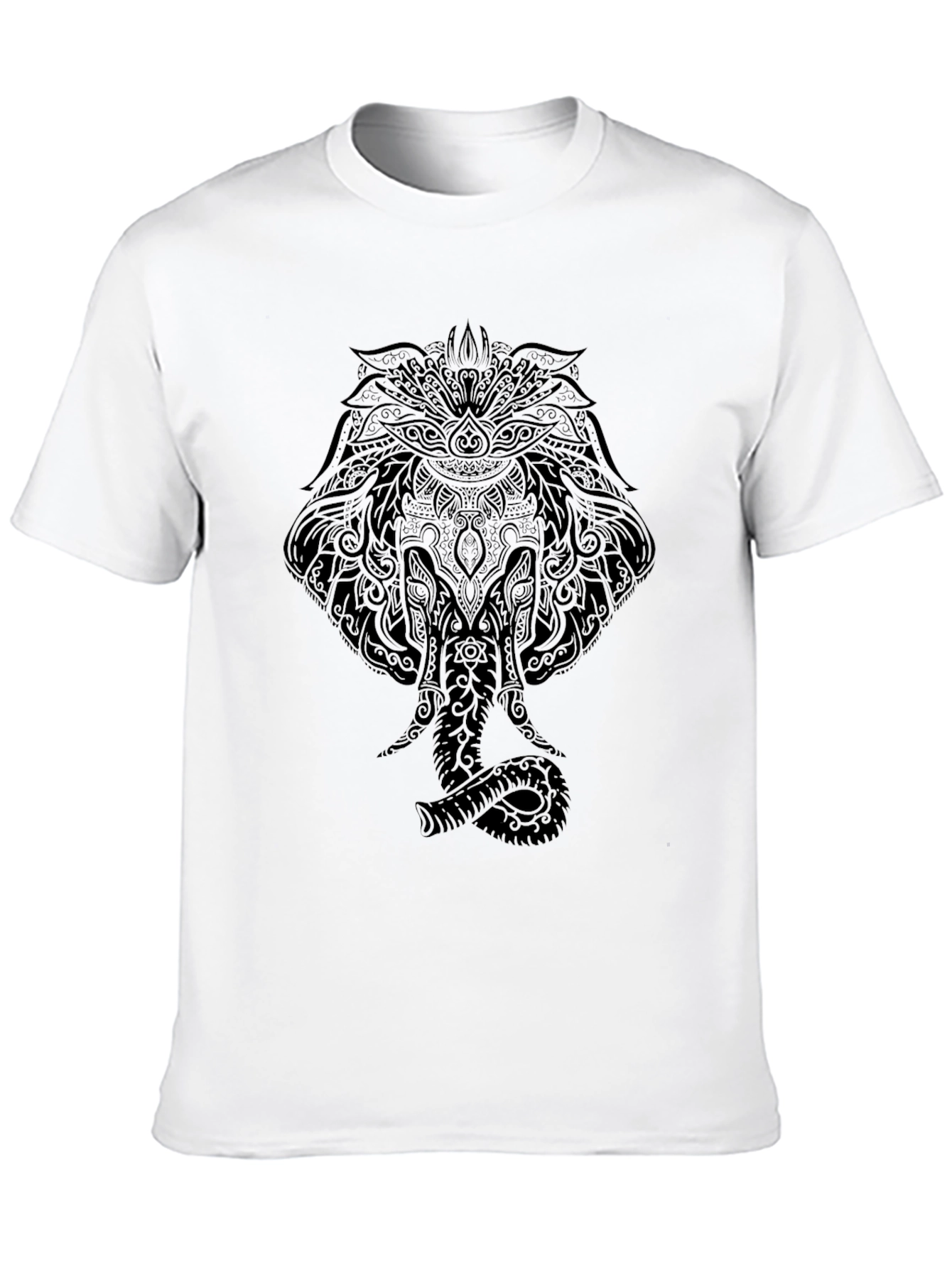 Black Mens Black Elephant Mandala Graphic Tee view 10