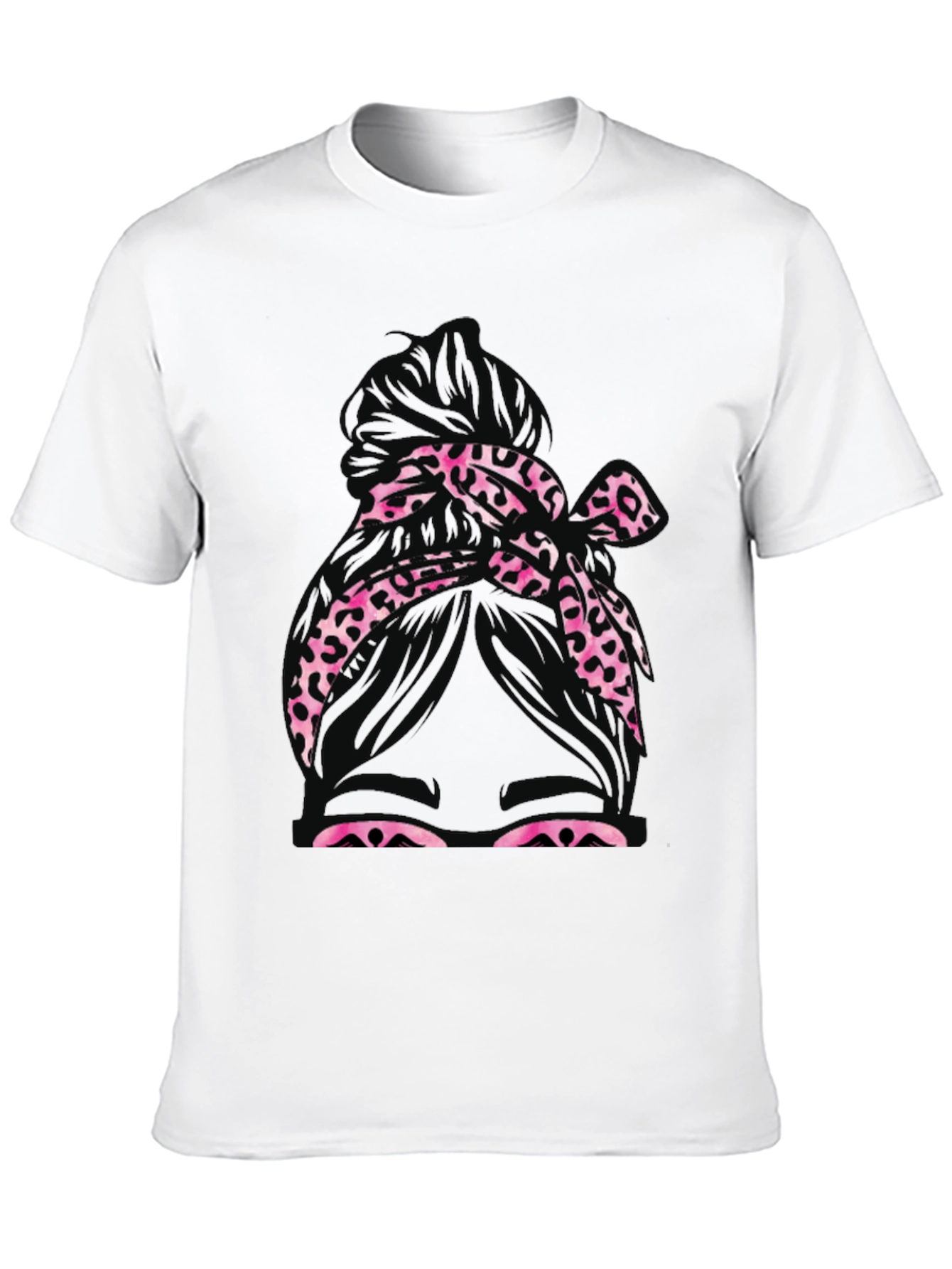 Messy Bun Leopard Headband Graphic Tee - 10
