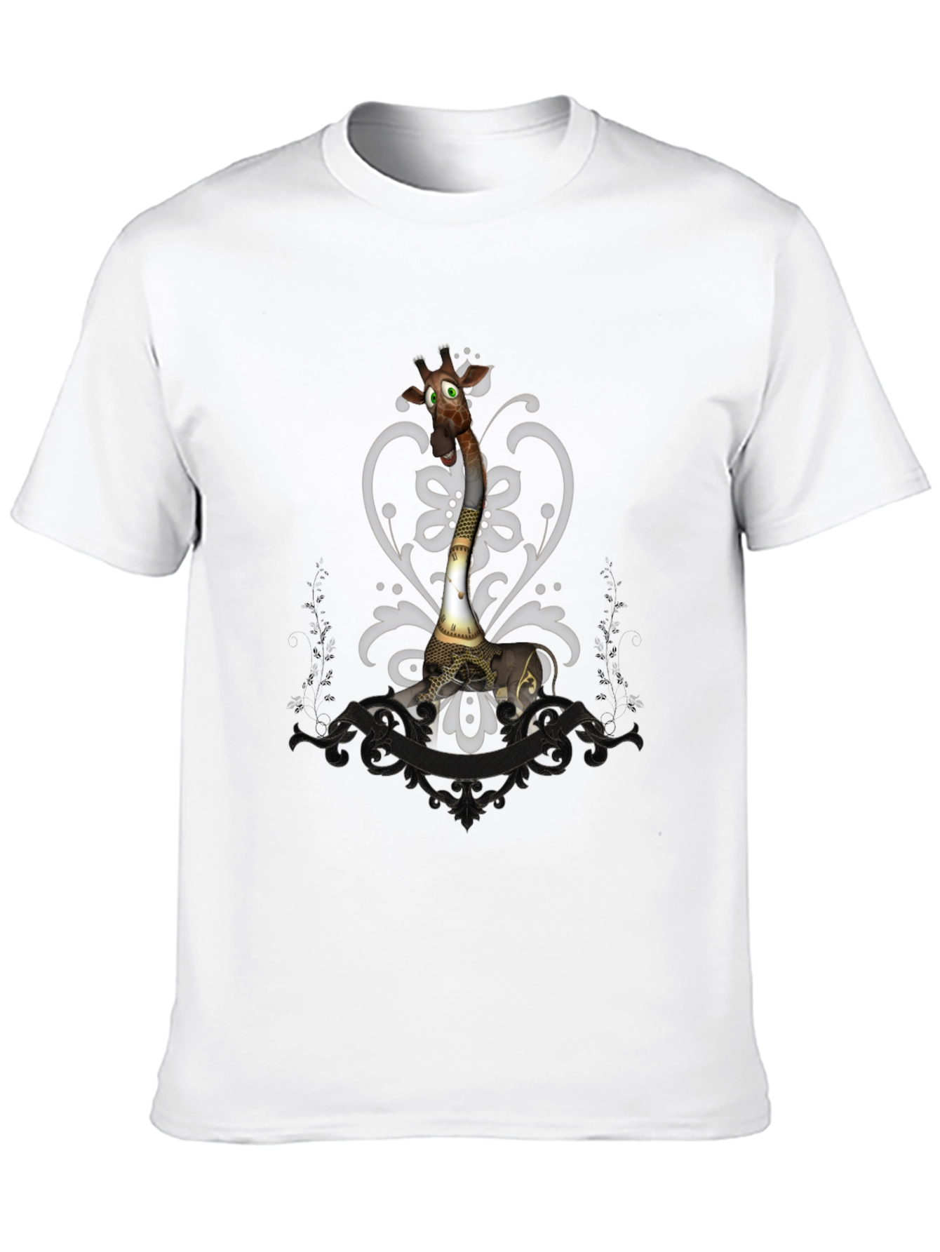Black Steampunk Giraffe Graphic Tee - Unique Animal T-Shirt view 10