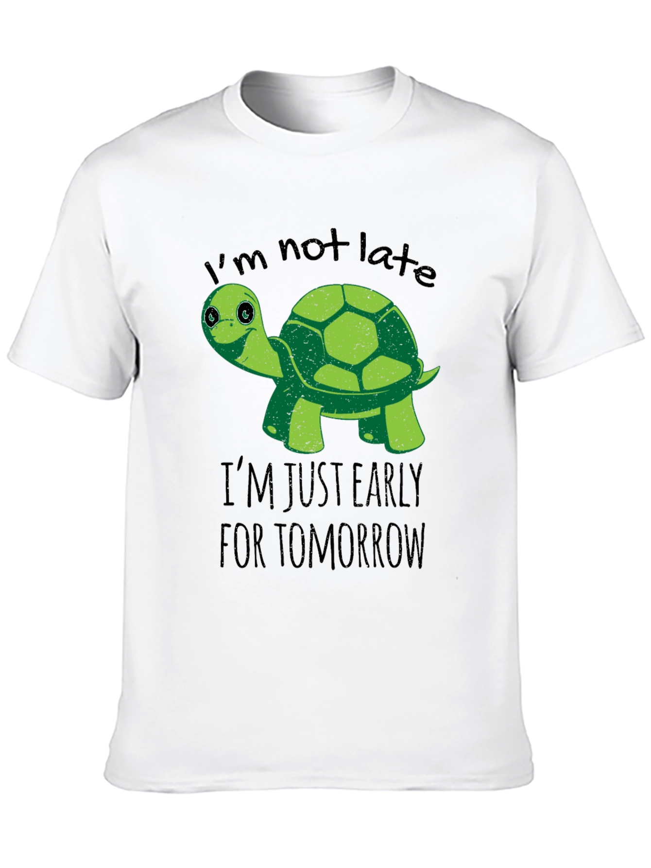 Black Funny Turtle T-Shirt: I'm Not Late, Early For Tomorrow view 10