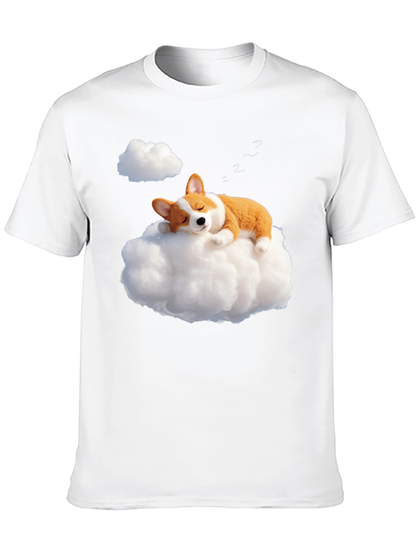 Black Dreamy Corgi Cloud Nap Black T-Shirt view 10
