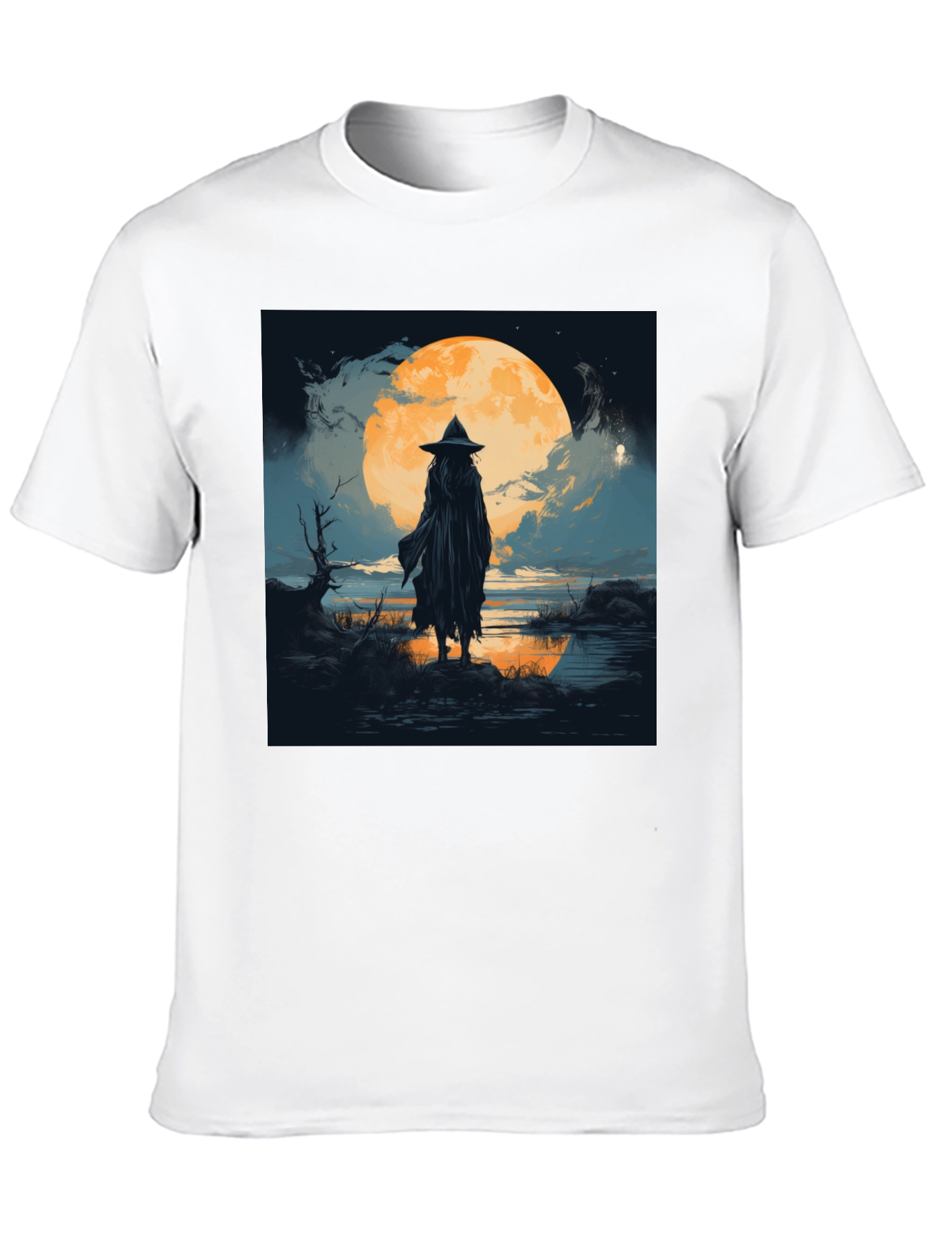 Witch at Moonlight Graphic Tee - Men's Black T-Shirt - 10